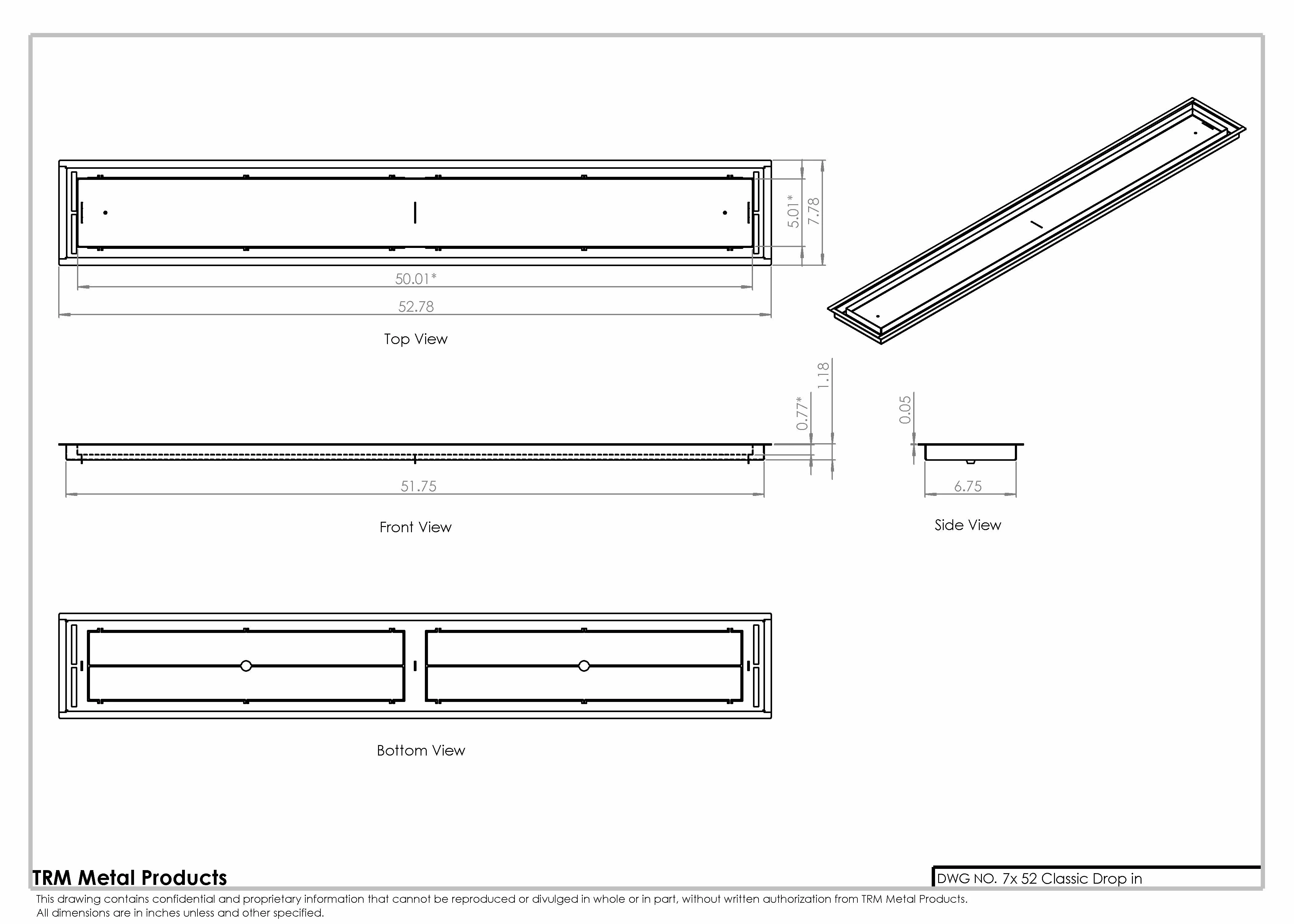 7x52 Classic Drop-in Air Vent, Flush Floor-Matching, All Metal, Floor Vent Cover for 7x52 air vent - Image 2
