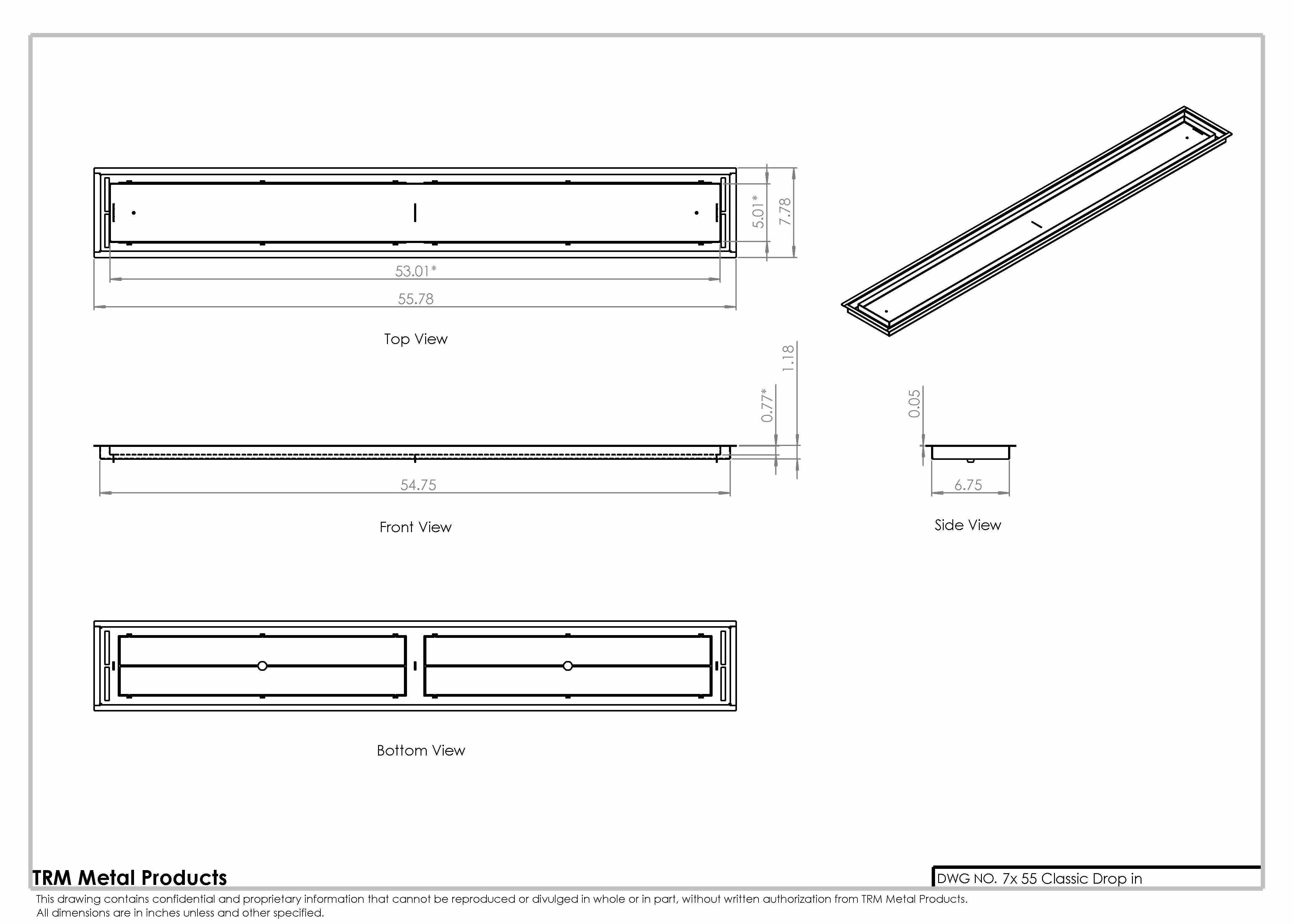7x55 Classic Drop-in Air Vent, Flush Floor-Matching, All Metal, Floor Vent Cover for 7x55 air vent - Image 2