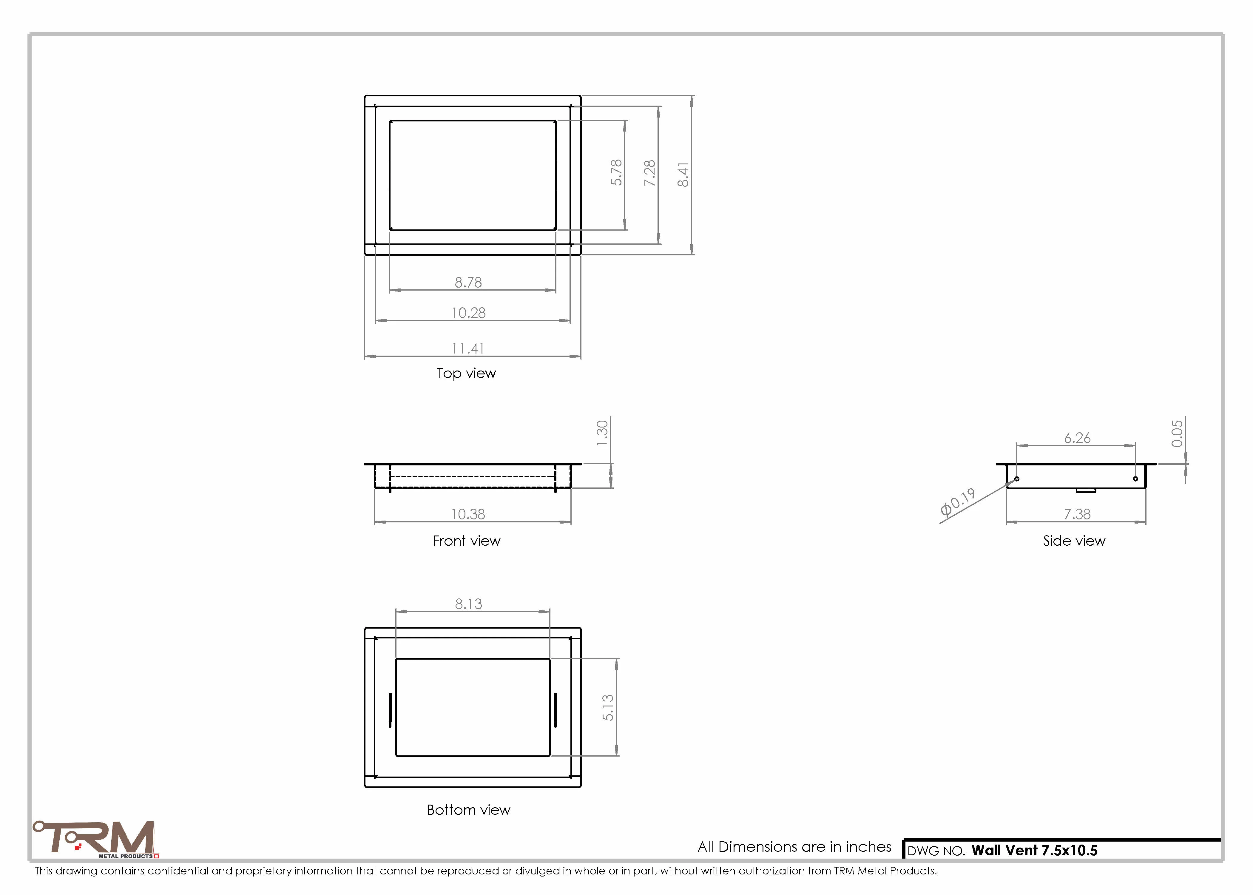 7.5x10.5 - Wall Vent - Modern Vent Cover -  Return Air Vent - TRM Metal  10.5x7.5 - Image 2