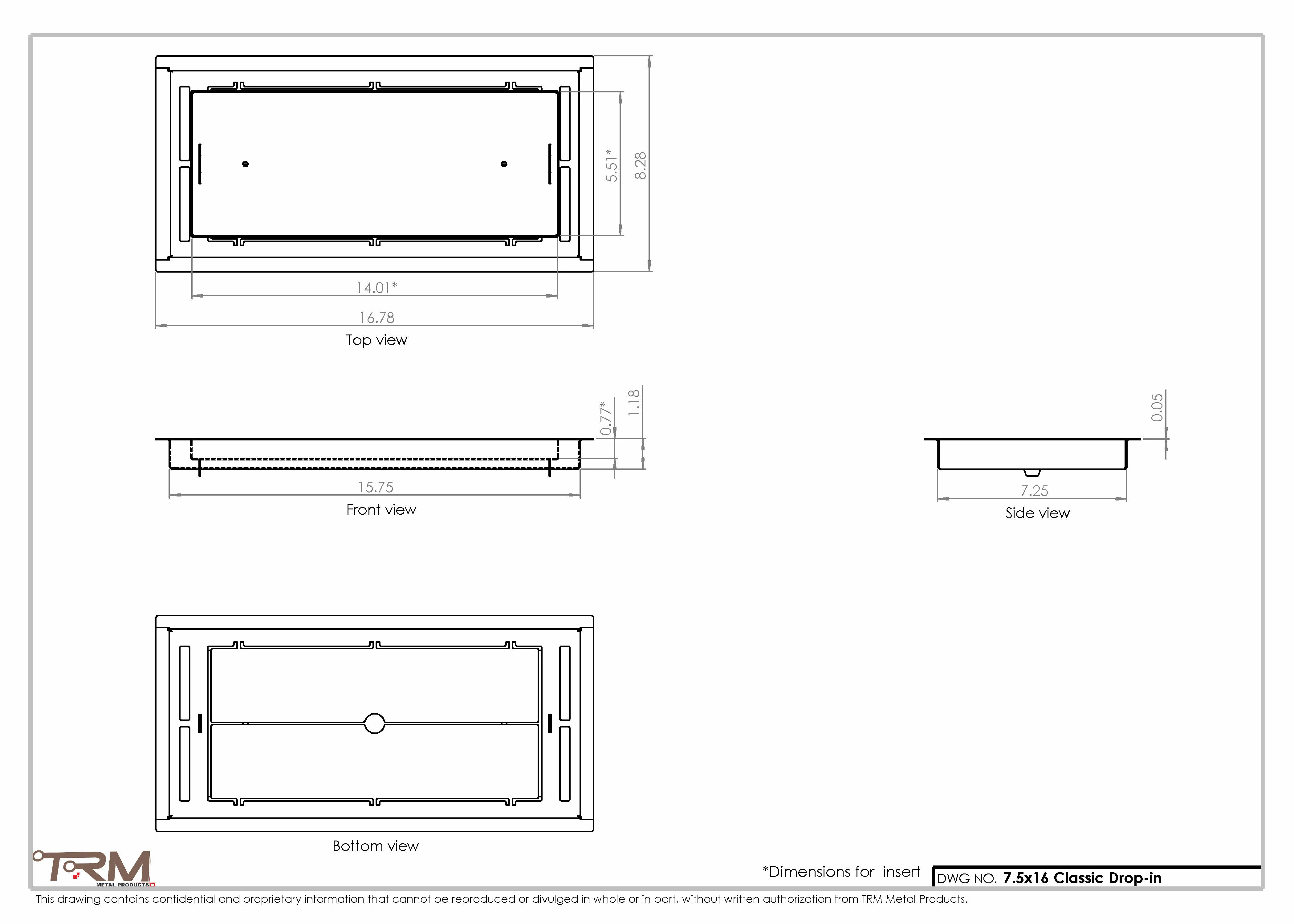 7.5x16 - Classic Drop-in Air Vent, Flush Floor-Matching, All Metal, Floor Vent Cover - TRM Metal  16x7.5 - Image 2