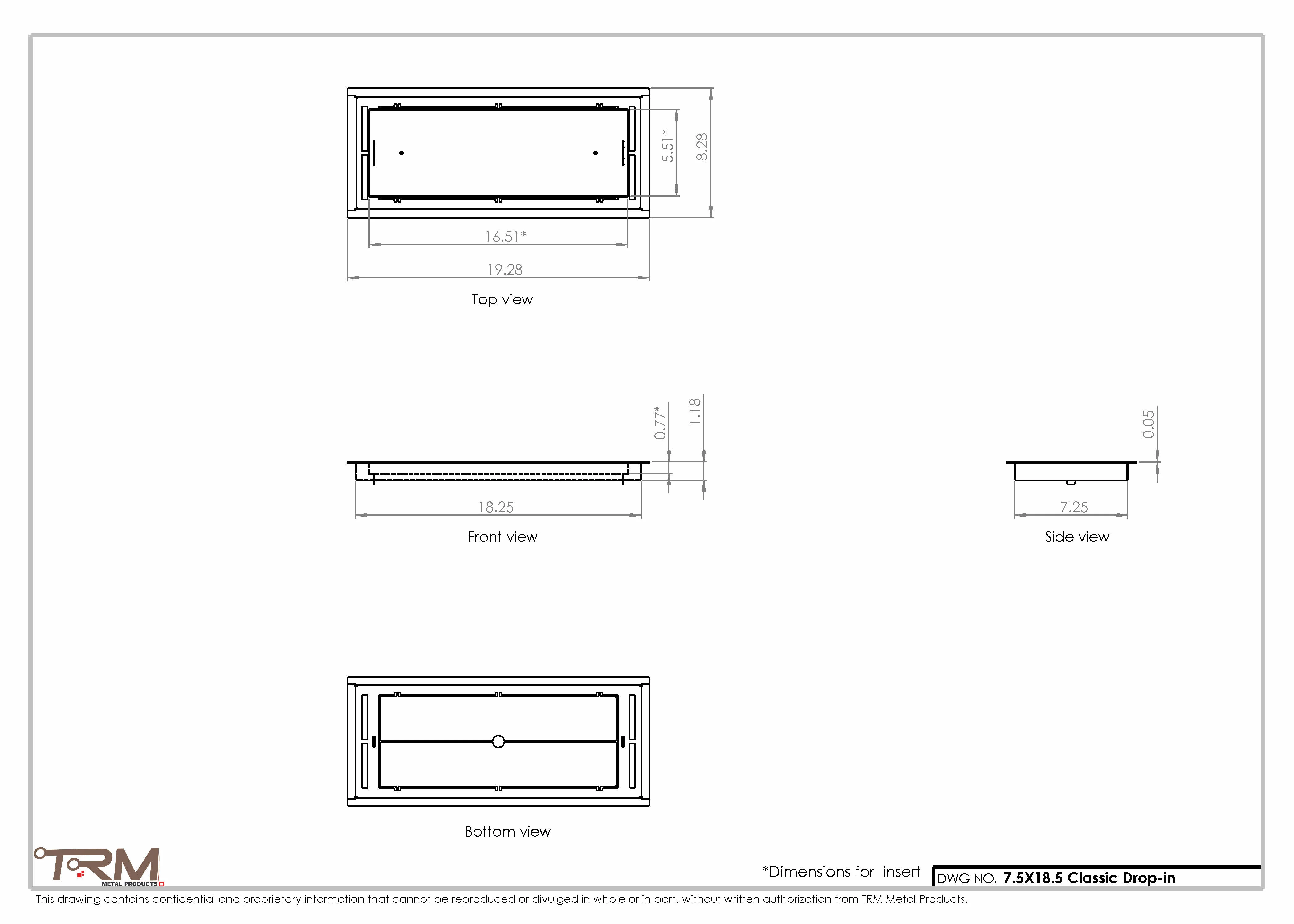 7.5x18.5 - Classic Drop-in Air Vent, Flush Floor-Matching, All Metal, Floor Vent Cover - TRM Metal 18.5x7.5 - Image 2