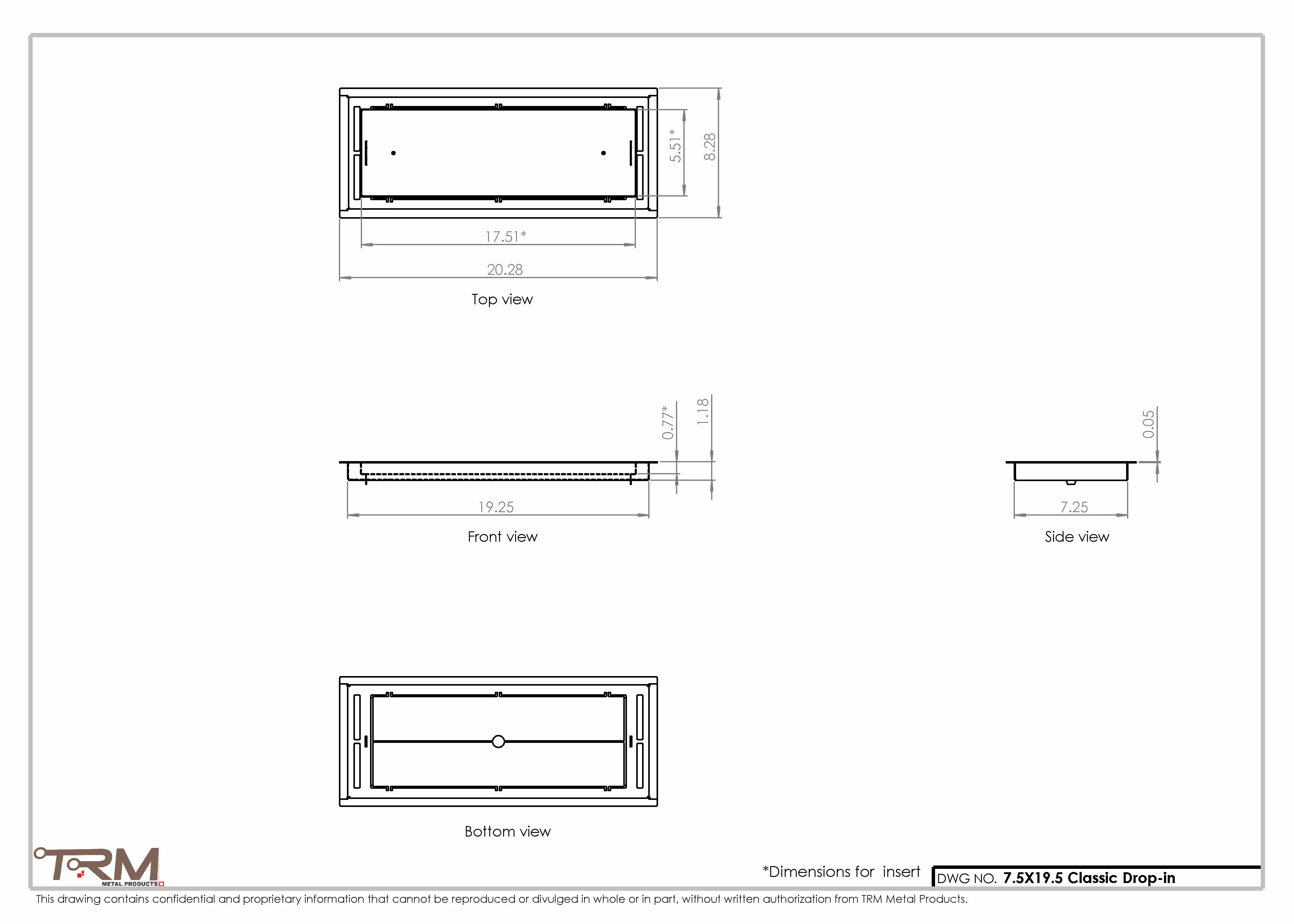 7.5x19.5 - Classic Drop-in Air Vent, Flush Floor-Matching, All Metal, Floor Vent Cover - TRM Metal 19.5x7.5 - Image 2