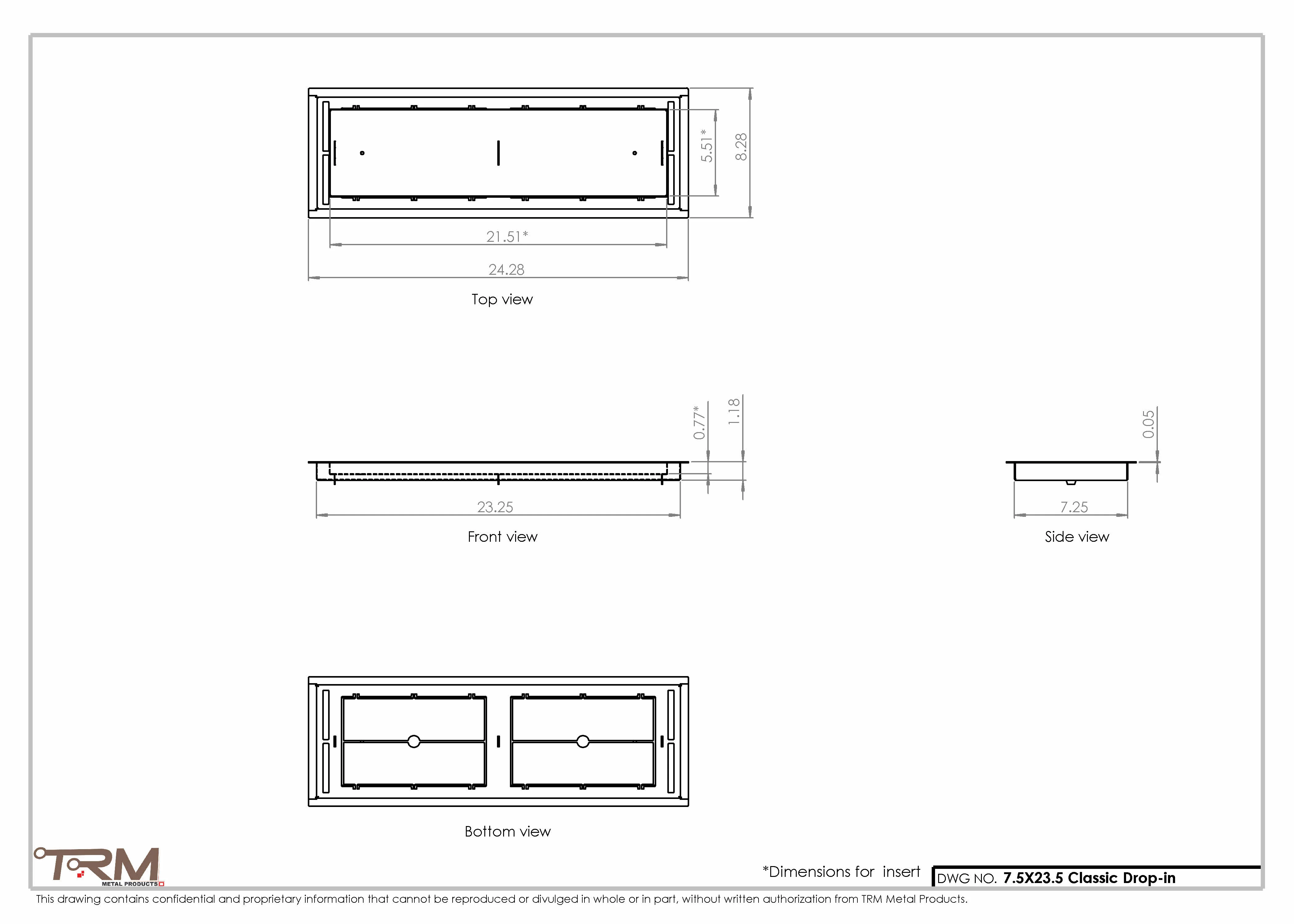 7.5x23.5 - Classic Drop-in Air Vent, Flush Floor-Matching, All Metal, Floor Vent Cover - TRM Metal 23.5x7.5 - Image 2