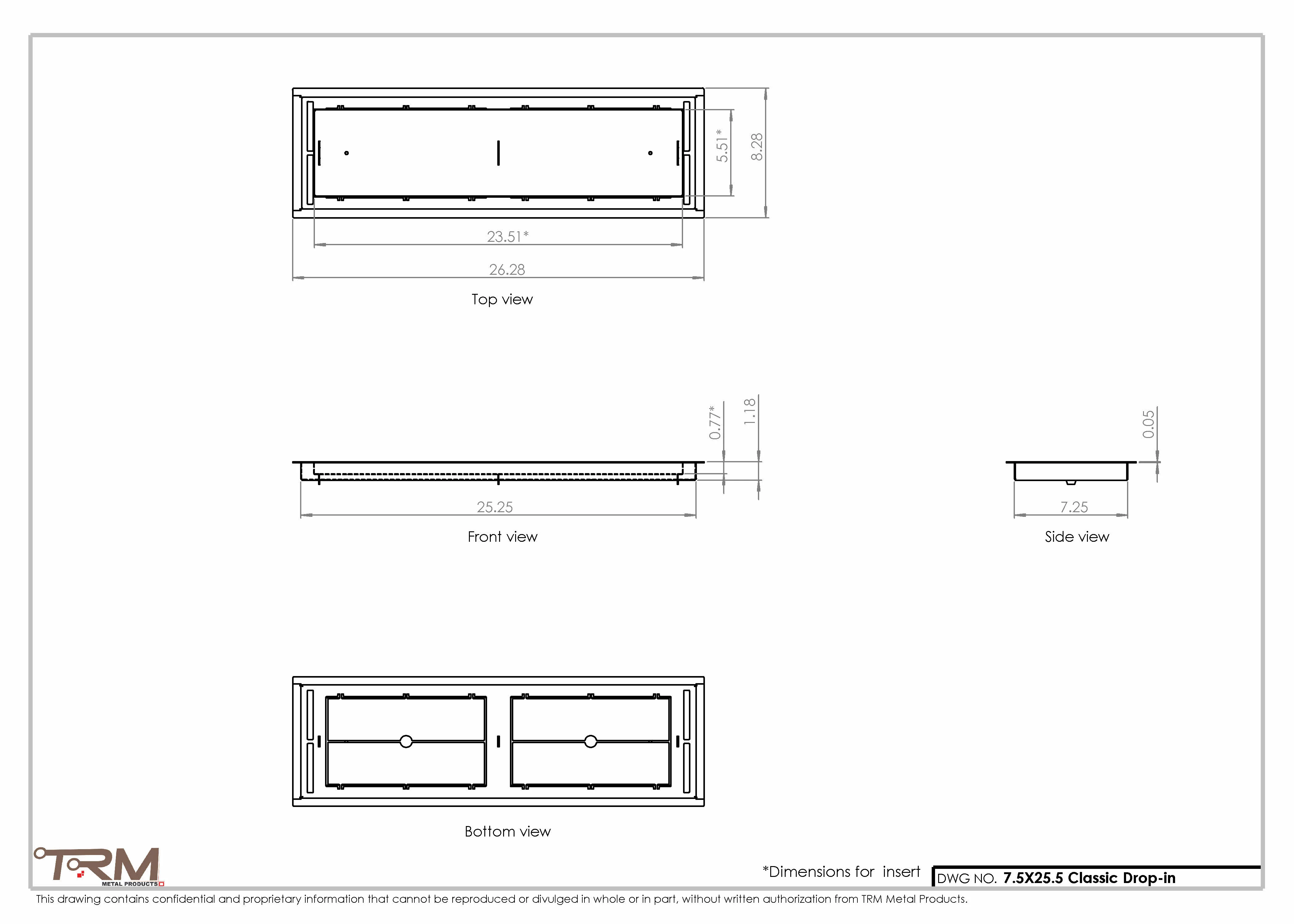 7.5x25.5 - Classic Drop-in Air Vent, Flush Floor-Matching, All Metal, Floor Vent Cover - TRM Metal 25.5x7.5 - Image 2