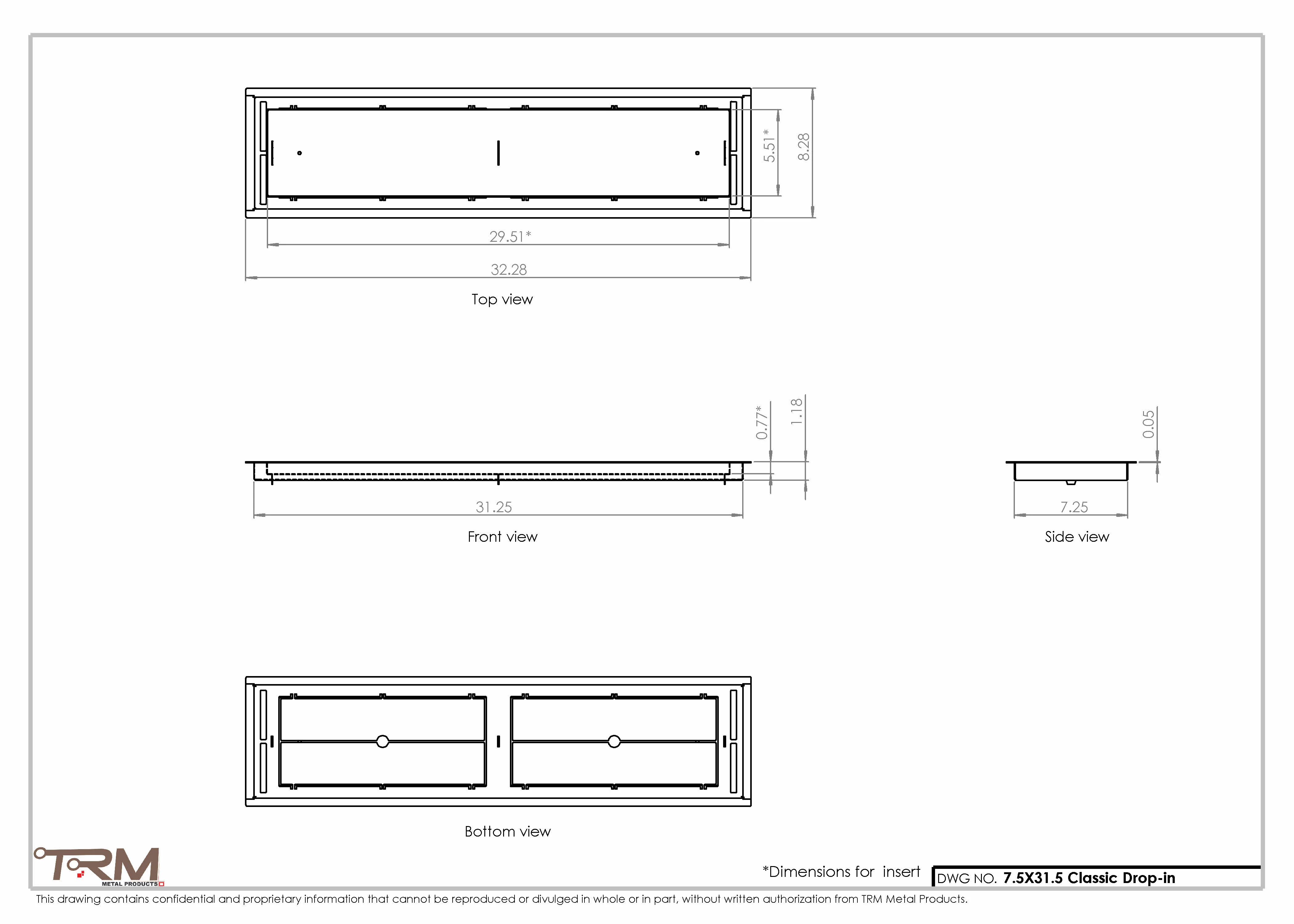 7.5x31.5 - Classic Drop-in Air Vent, Flush Floor-Matching, All Metal, Floor Vent Cover - TRM Metal 31.5x7.5 - Image 2