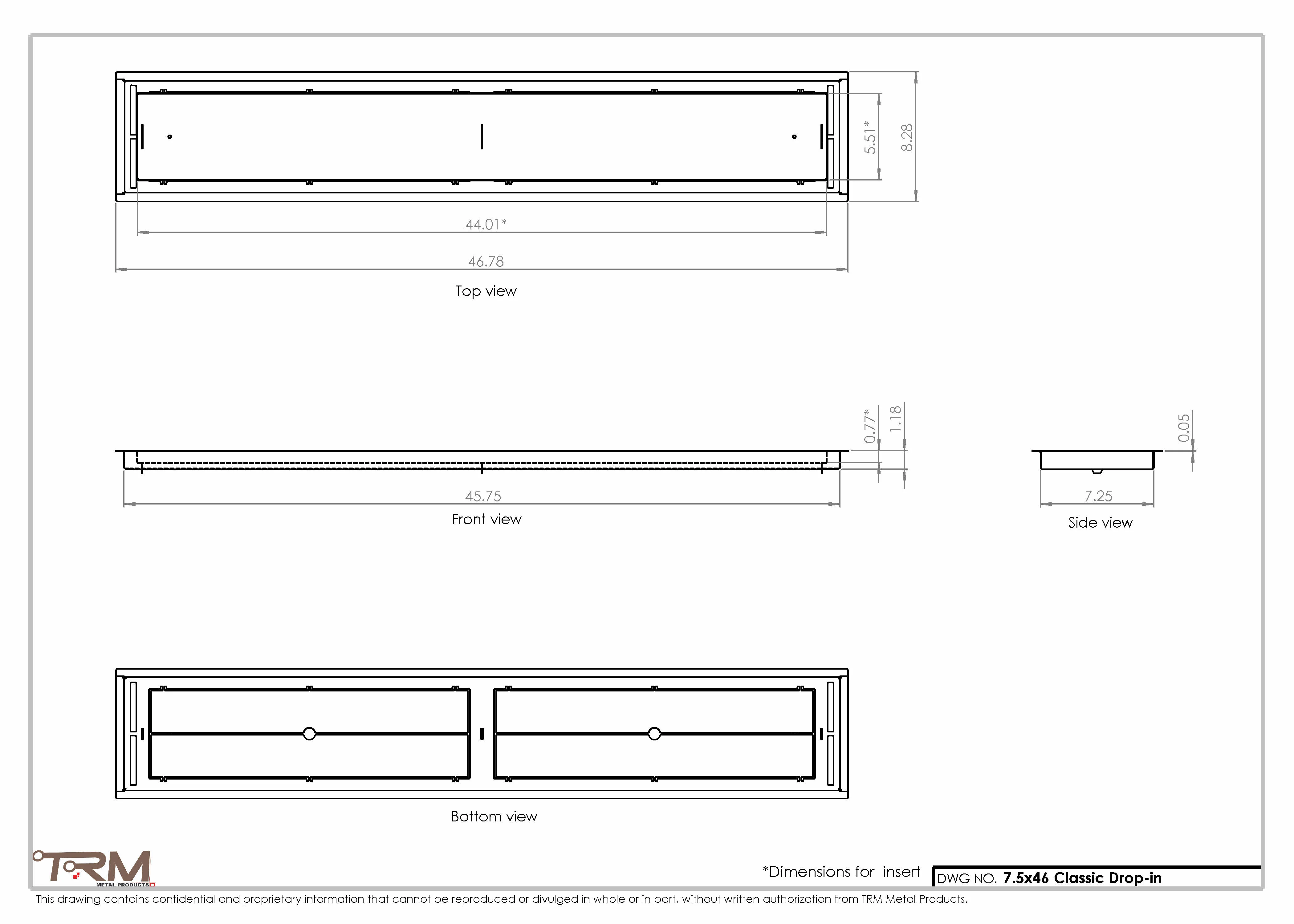 7.5x46 - Classic Drop-in Air Vent, Flush Floor-Matching, All Metal, Floor Vent Cover - TRM Metal  46x7.5 - Image 2