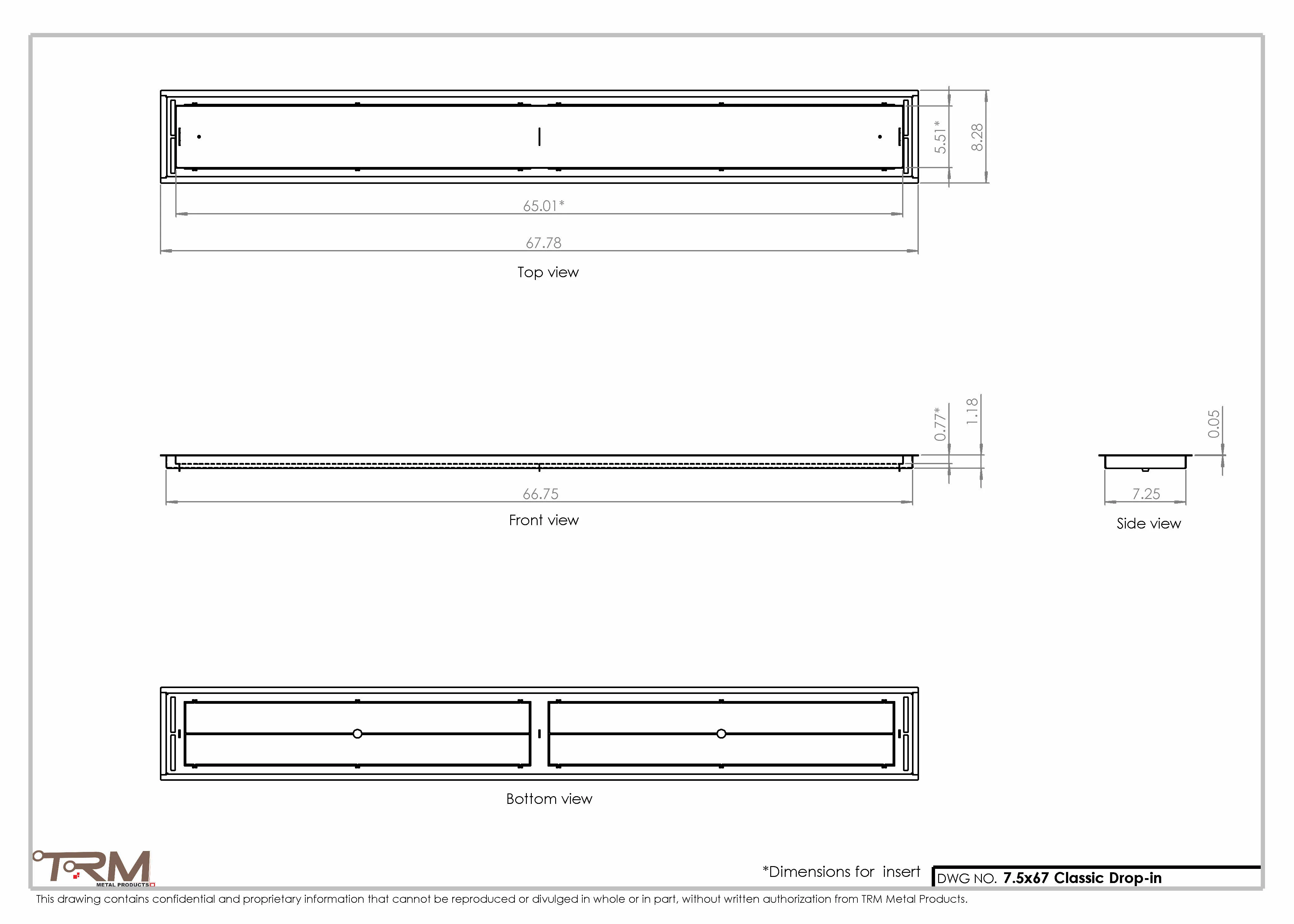 7.5x67 - Classic Drop-in Air Vent, Flush Floor-Matching, All Metal, Floor Vent Cover - TRM Metal  67x7.5 - Image 2