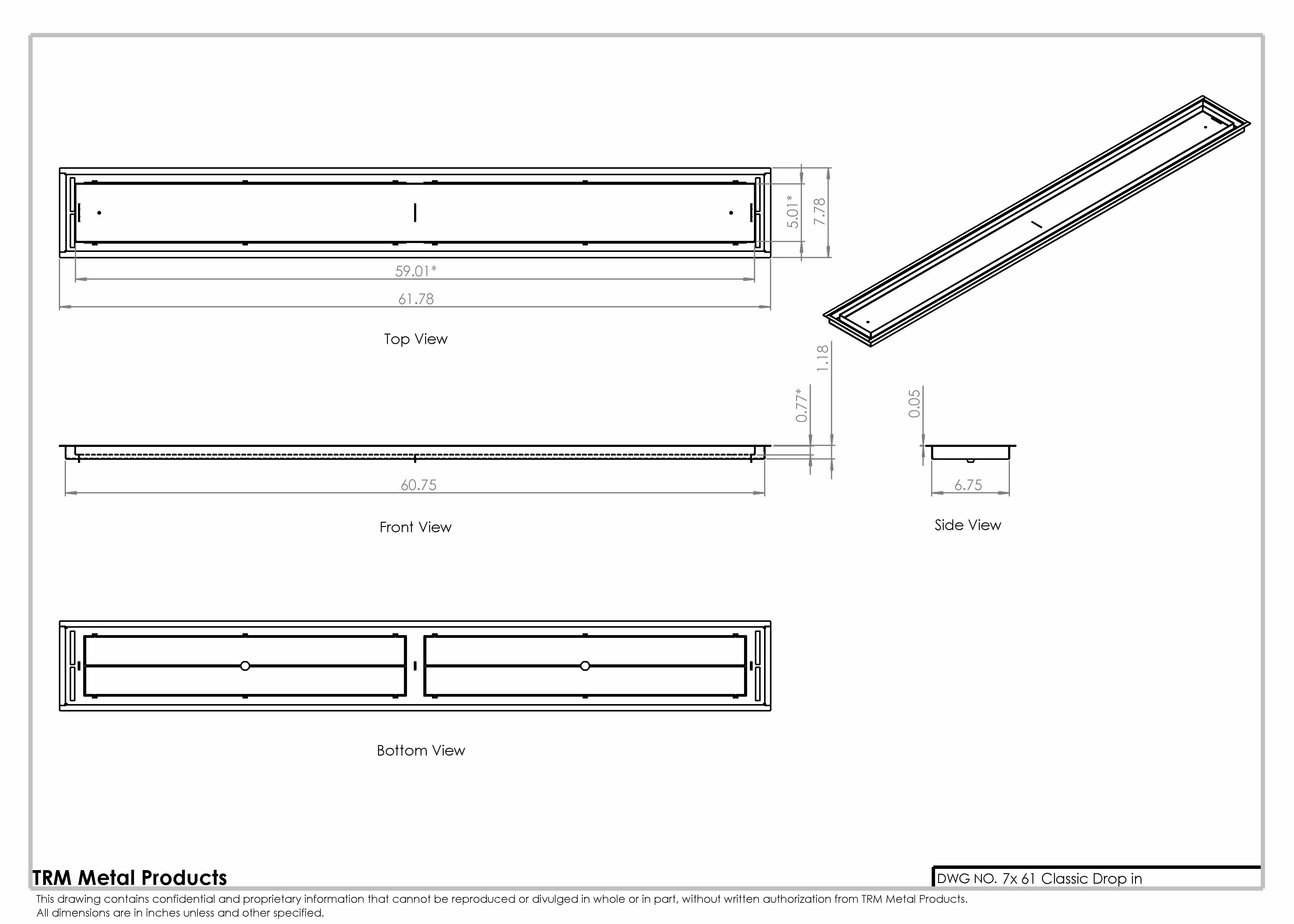 7x61 Classic Drop-in Air Vent, Flush Floor-Matching, All Metal, Floor Vent Cover for 7x61 air vent - Image 2