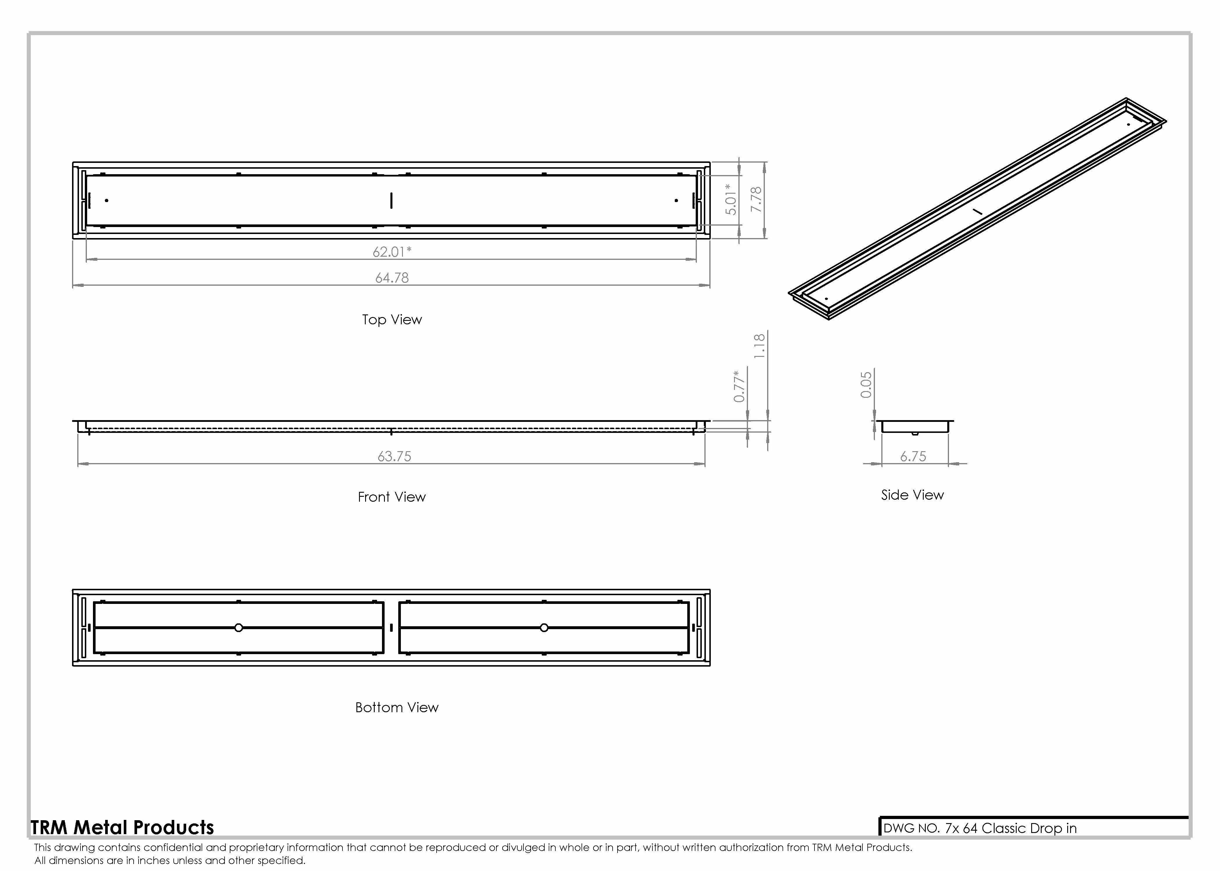 7x64 Classic Drop-in Air Vent, Flush Floor-Matching, All Metal, Floor Vent Cover for 7x64 air vent - Image 2