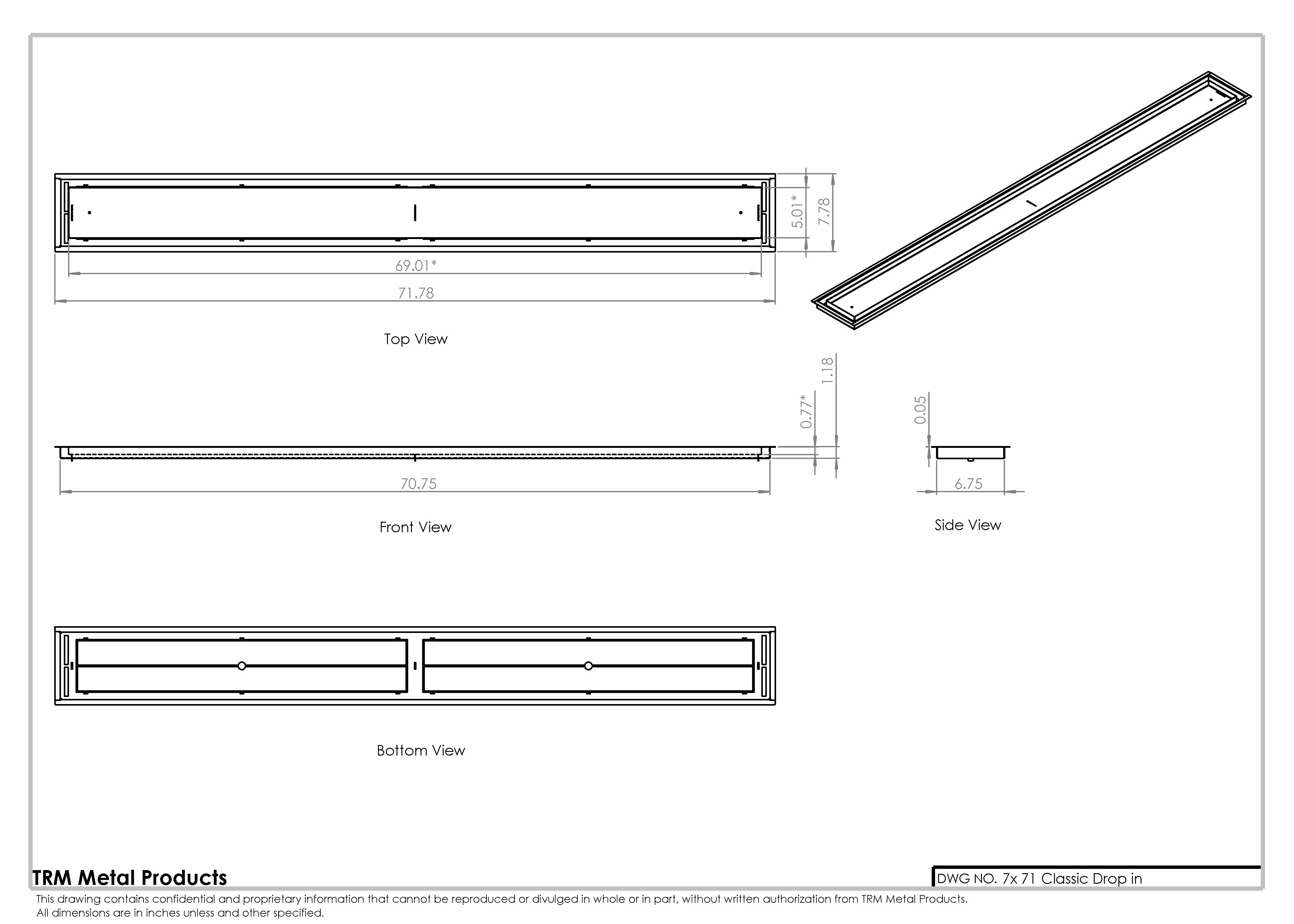 7x71 Classic Drop-in Air Vent, Flush Floor-Matching, All Metal, Floor Vent Cover for 7x71 air vent - Image 2