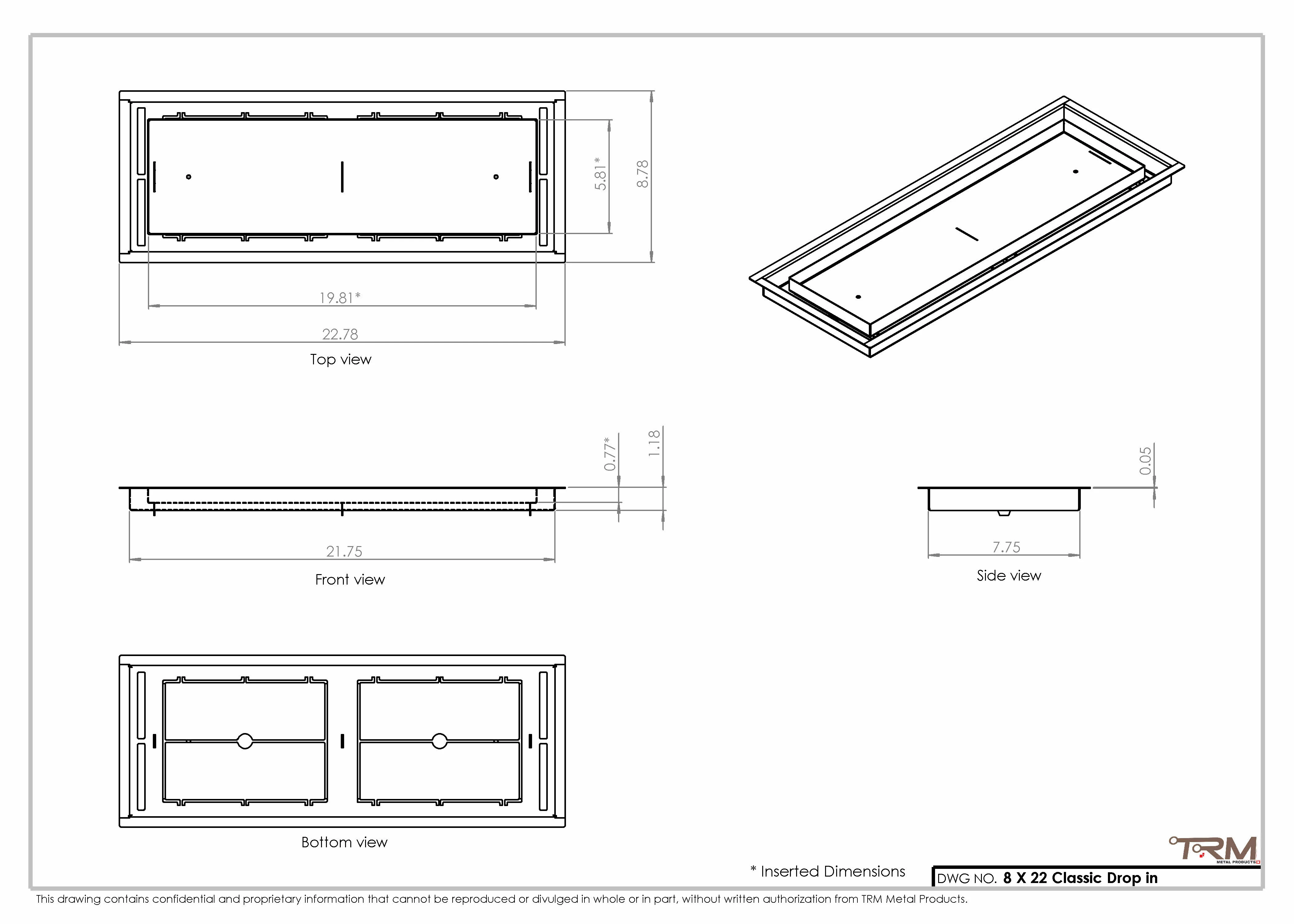 8x22 Classic Drop-in Air Vent, Flush Floor-Matching, All Metal, Floor Vent Cover for 8x22 air vent - Image 2