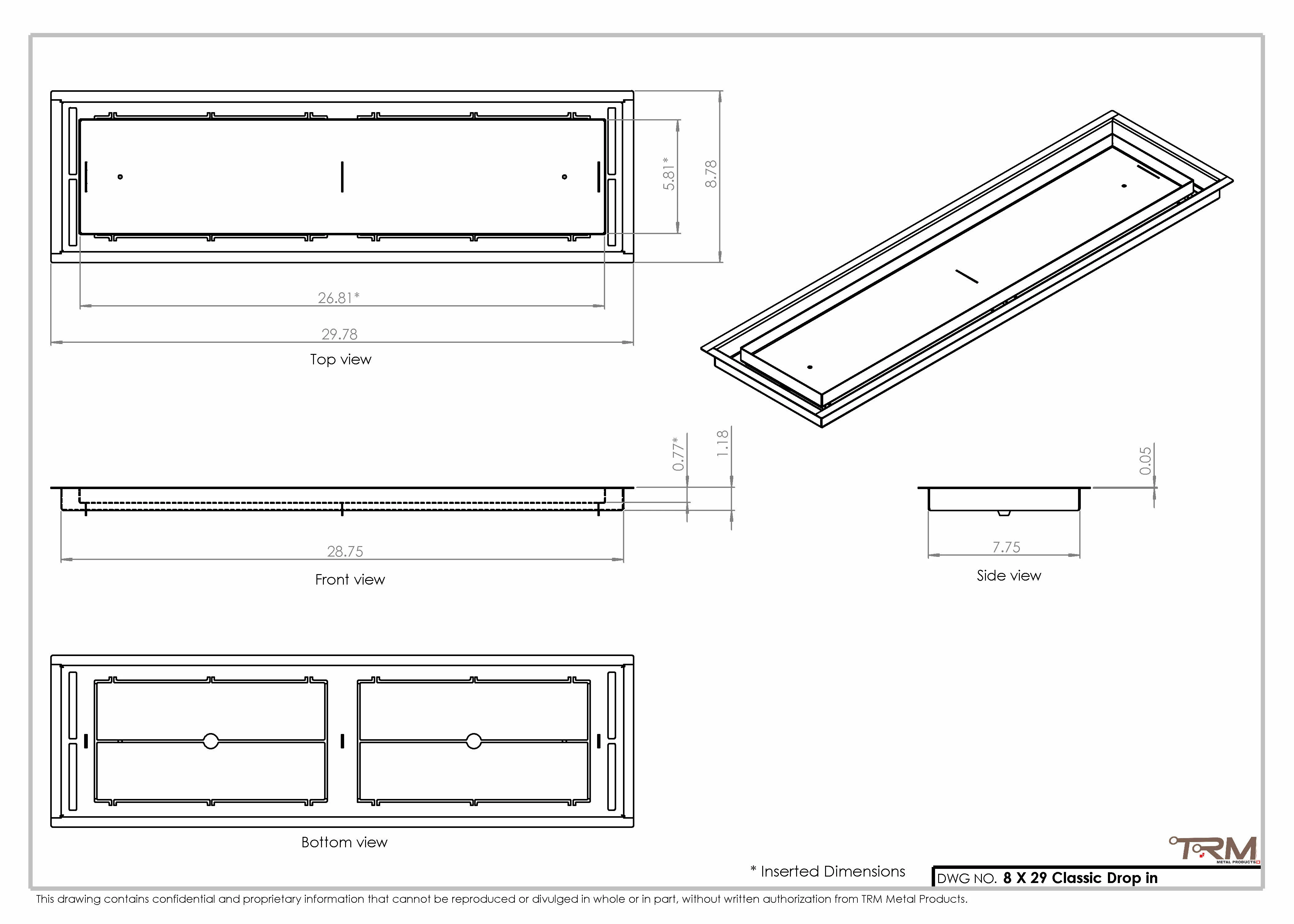 8x29 Classic Drop-in Air Vent, Flush Floor-Matching, All Metal, Floor Vent Cover for 8x29 air vent - Image 2