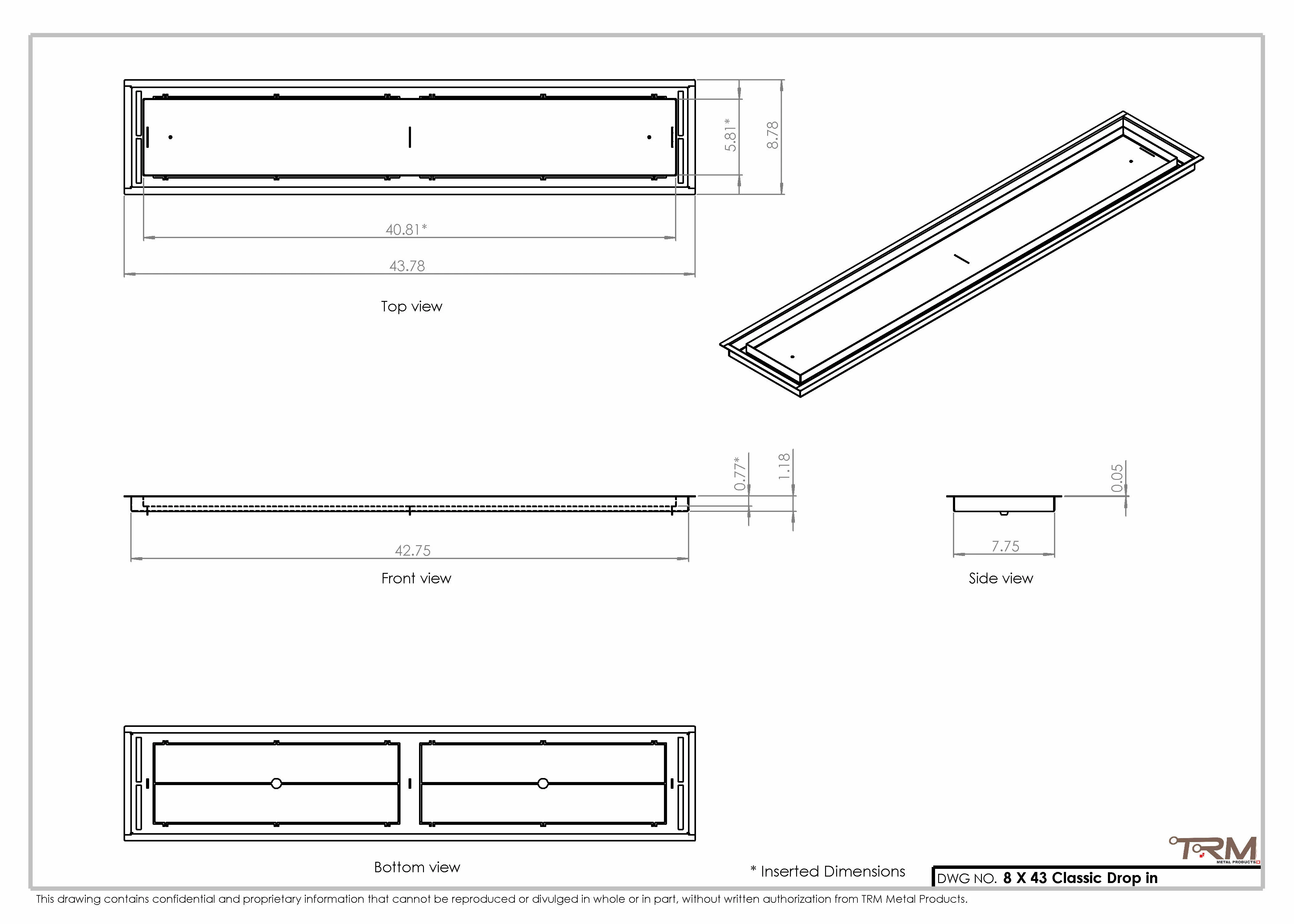 8x43 Classic Drop-in Air Vent, Flush Floor-Matching, All Metal, Floor Vent Cover for 8x43 air vent - Image 2