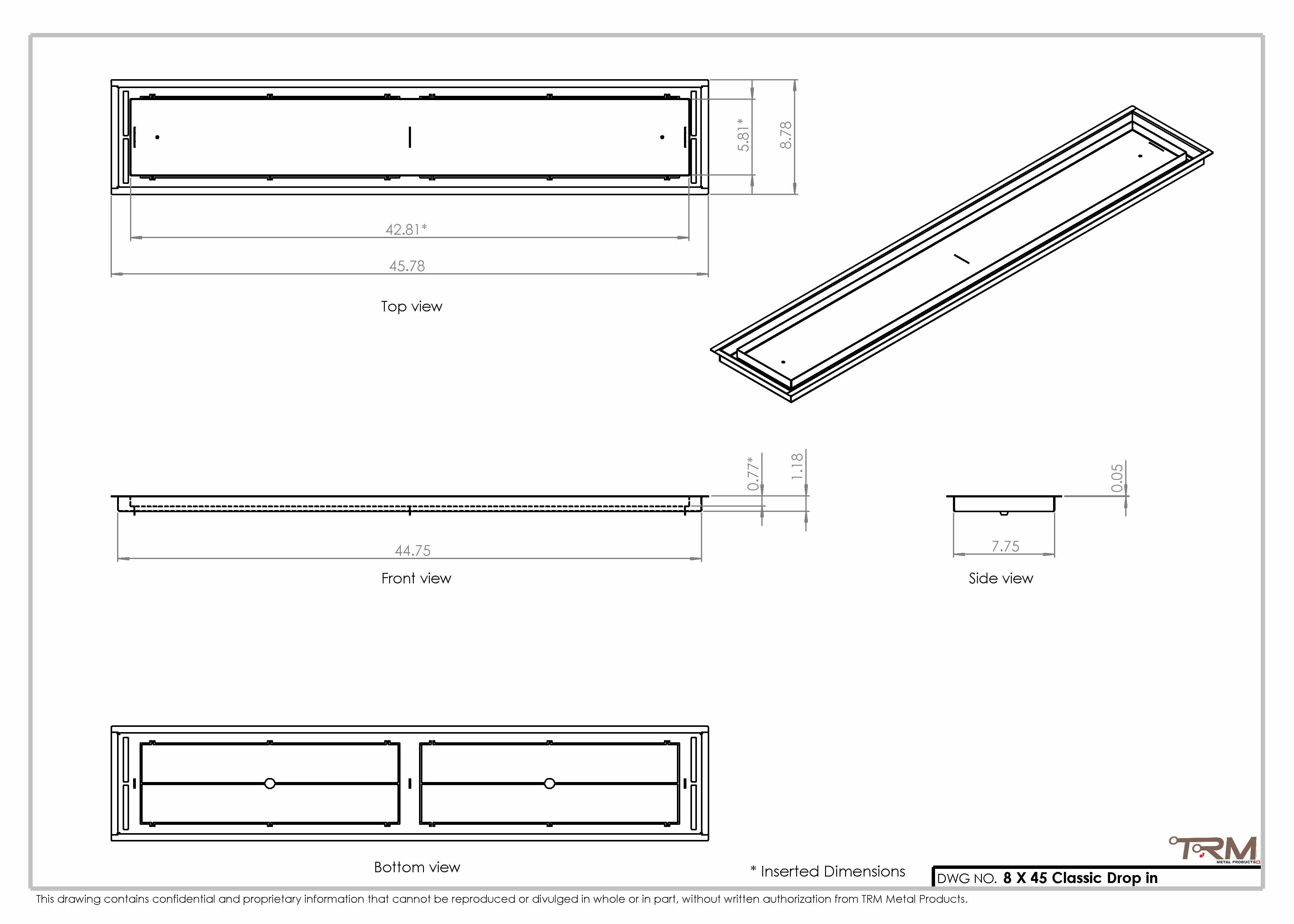 8x45 Classic Drop-in Air Vent, Flush Floor-Matching, All Metal, Floor Vent Cover for 8x45 air vent - Image 2