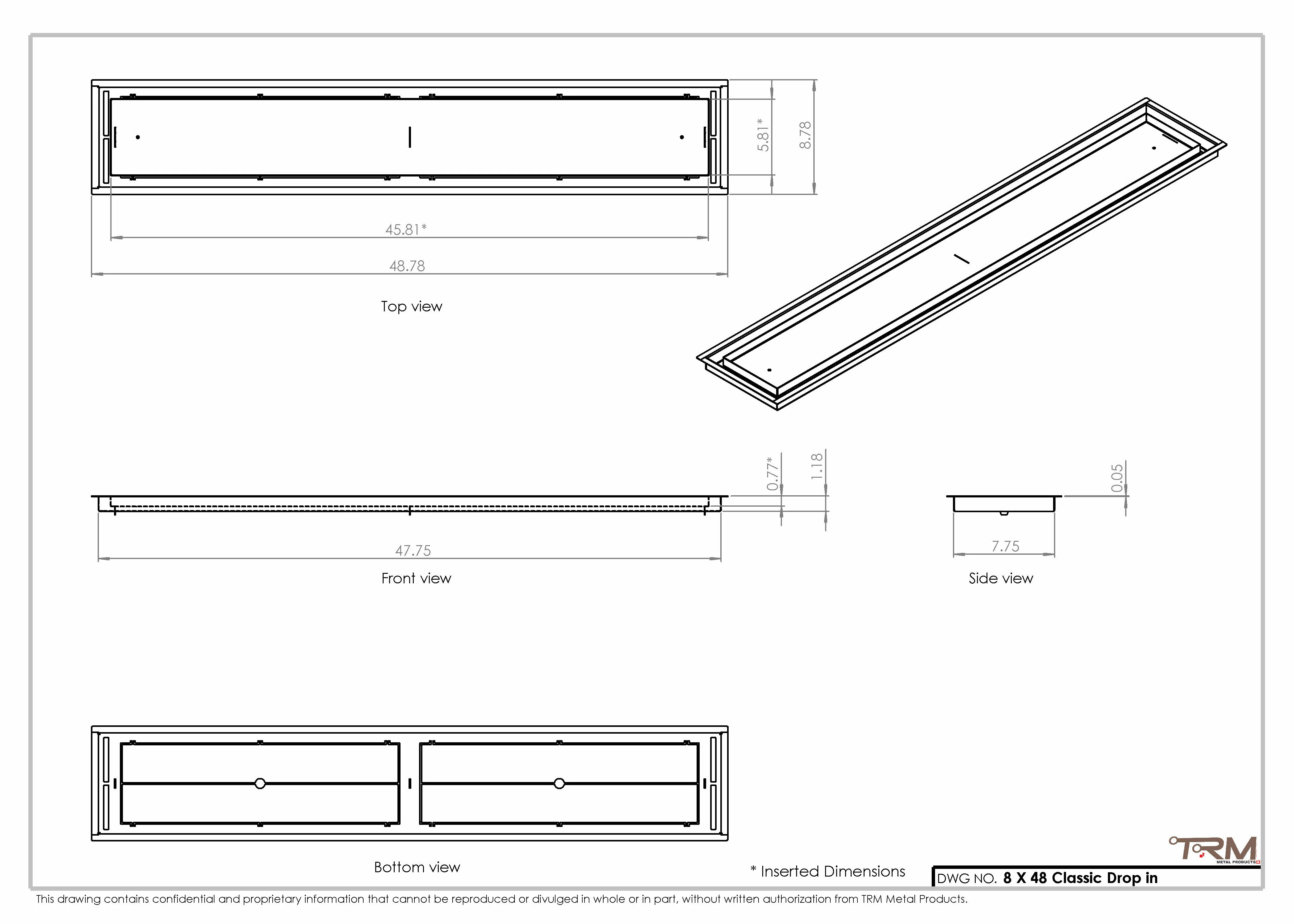 8x48 Classic Drop-in Air Vent, Flush Floor-Matching, All Metal, Floor Vent Cover for 8x48 air vent - Image 2