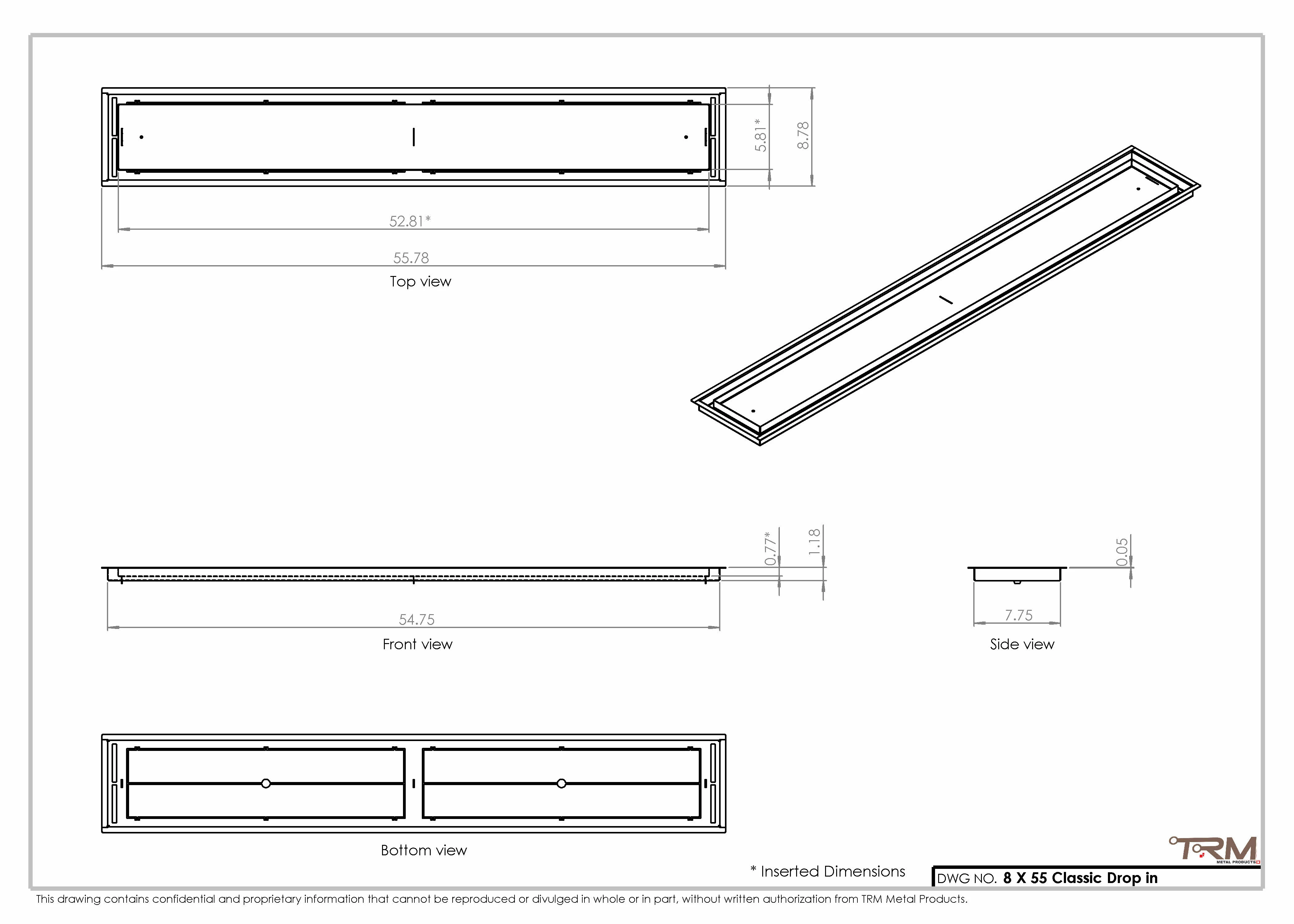 8x55 Classic Drop-in Air Vent, Flush Floor-Matching, All Metal, Floor Vent Cover for 8x55 air vent - Image 2