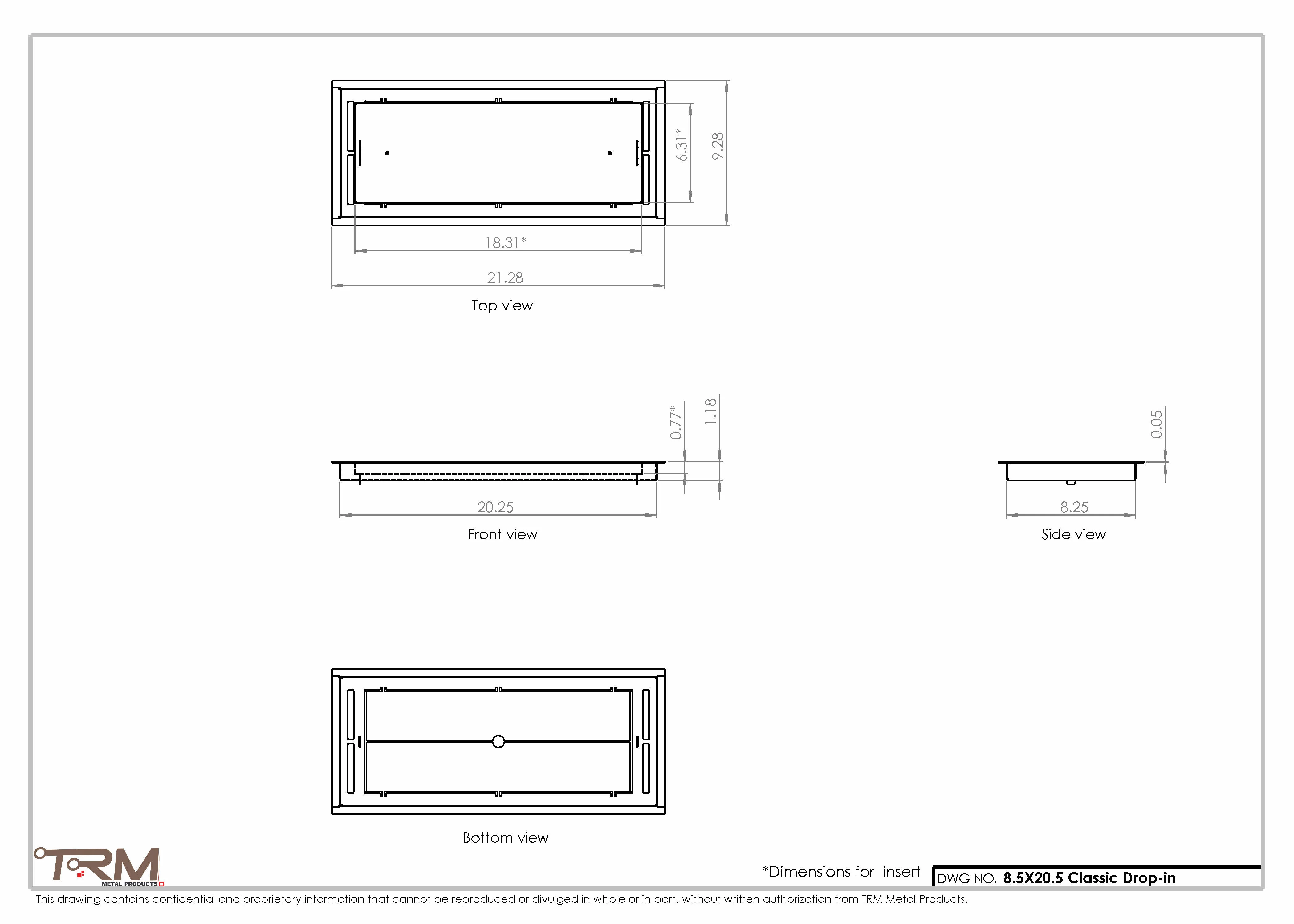 8.5x20.5 - Classic Drop-in Air Vent, Flush Floor-Matching, All Metal, Floor Vent Cover - TRM Metal 20.5x8.5 - Image 2
