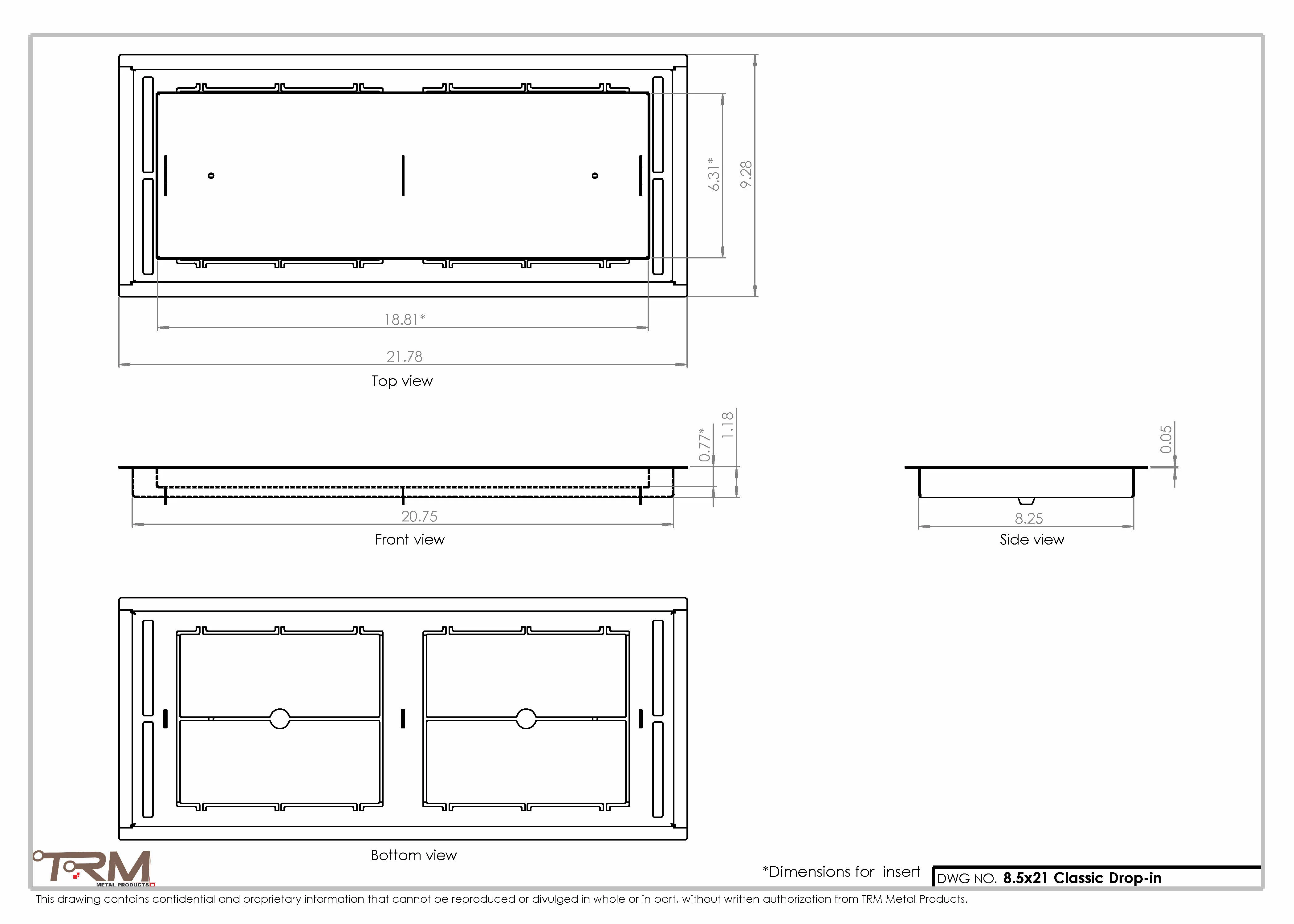 8.5x21 - Classic Drop-in Air Vent, Flush Floor-Matching, All Metal, Floor Vent Cover - TRM Metal  21x8.5 - Image 2