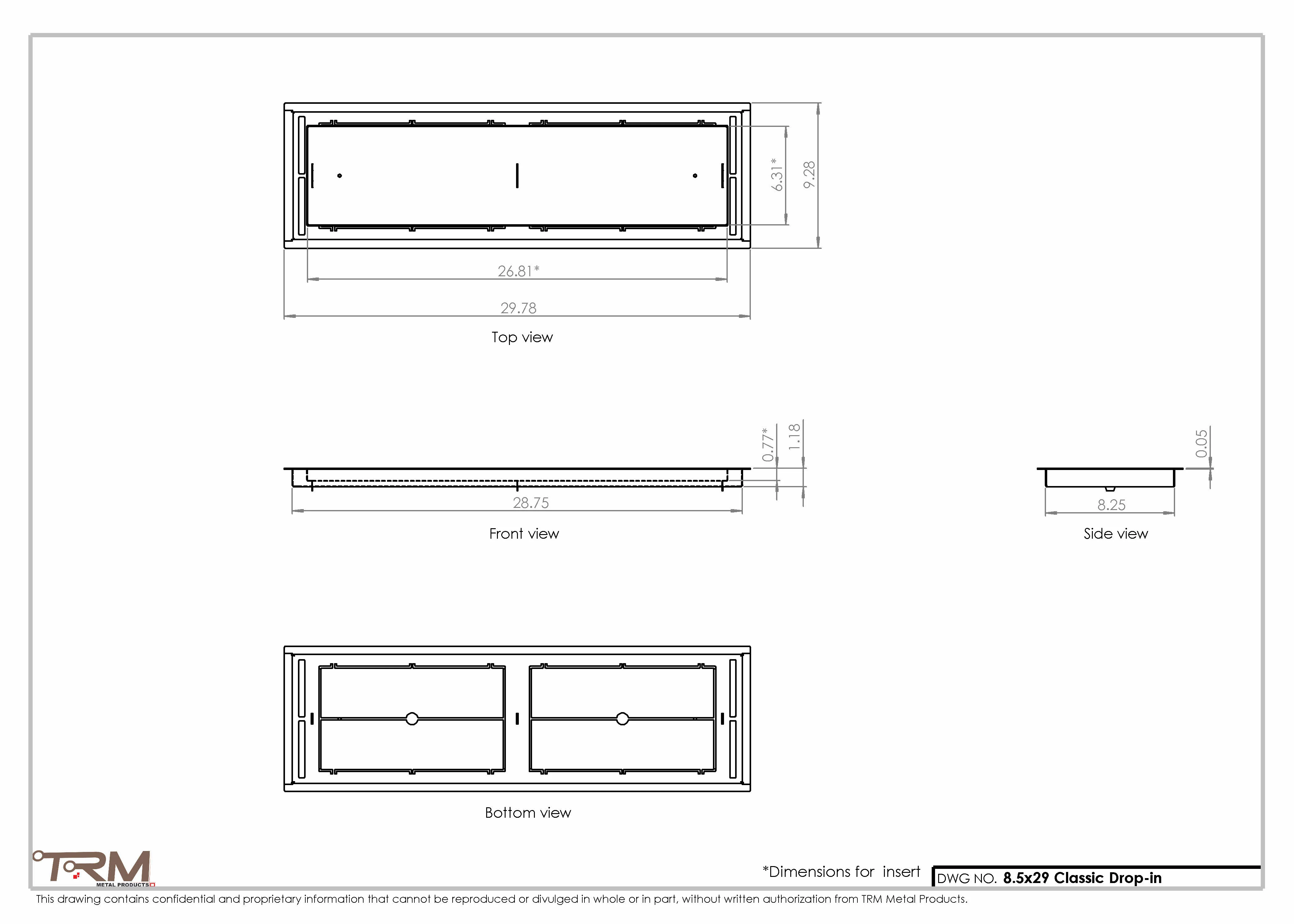 8.5x29 - Classic Drop-in Air Vent, Flush Floor-Matching, All Metal, Floor Vent Cover - TRM Metal  29x8.5 - Image 2