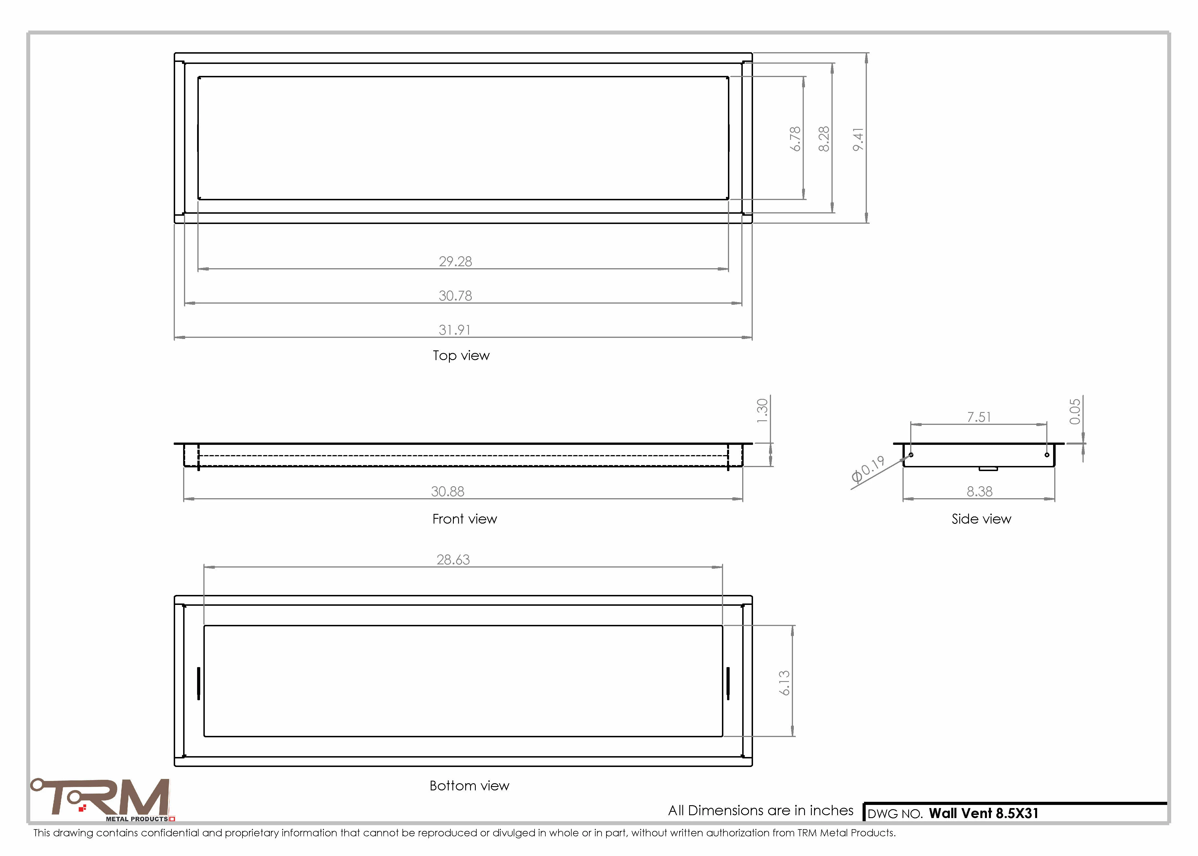 8.5x31 - Wall Vent - Modern Vent Cover -  Return Air Vent - TRM Metal  31x8.5 - Image 2