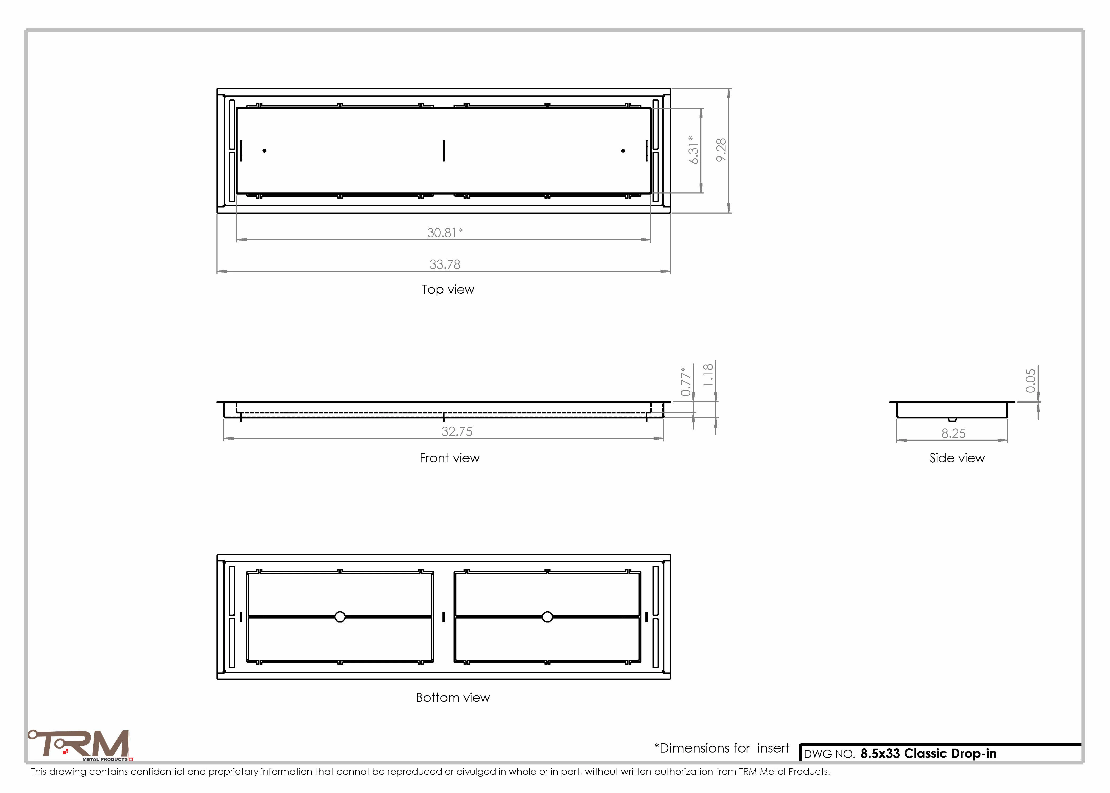 8.5x33 - Classic Drop-in Air Vent, Flush Floor-Matching, All Metal, Floor Vent Cover - TRM Metal  33x8.5 - Image 2