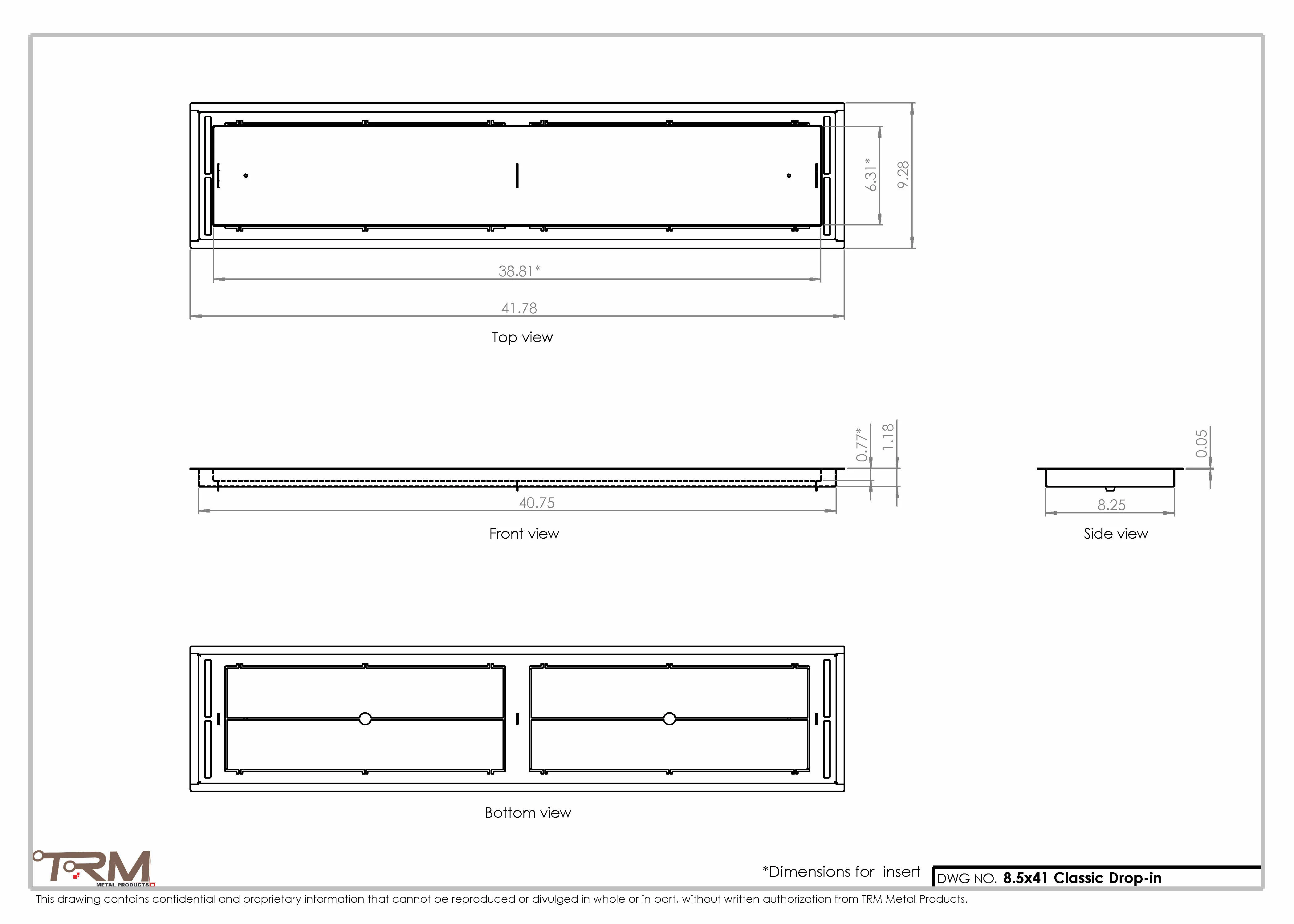 8.5x41 - Classic Drop-in Air Vent, Flush Floor-Matching, All Metal, Floor Vent Cover - TRM Metal  41x8.5 - Image 2