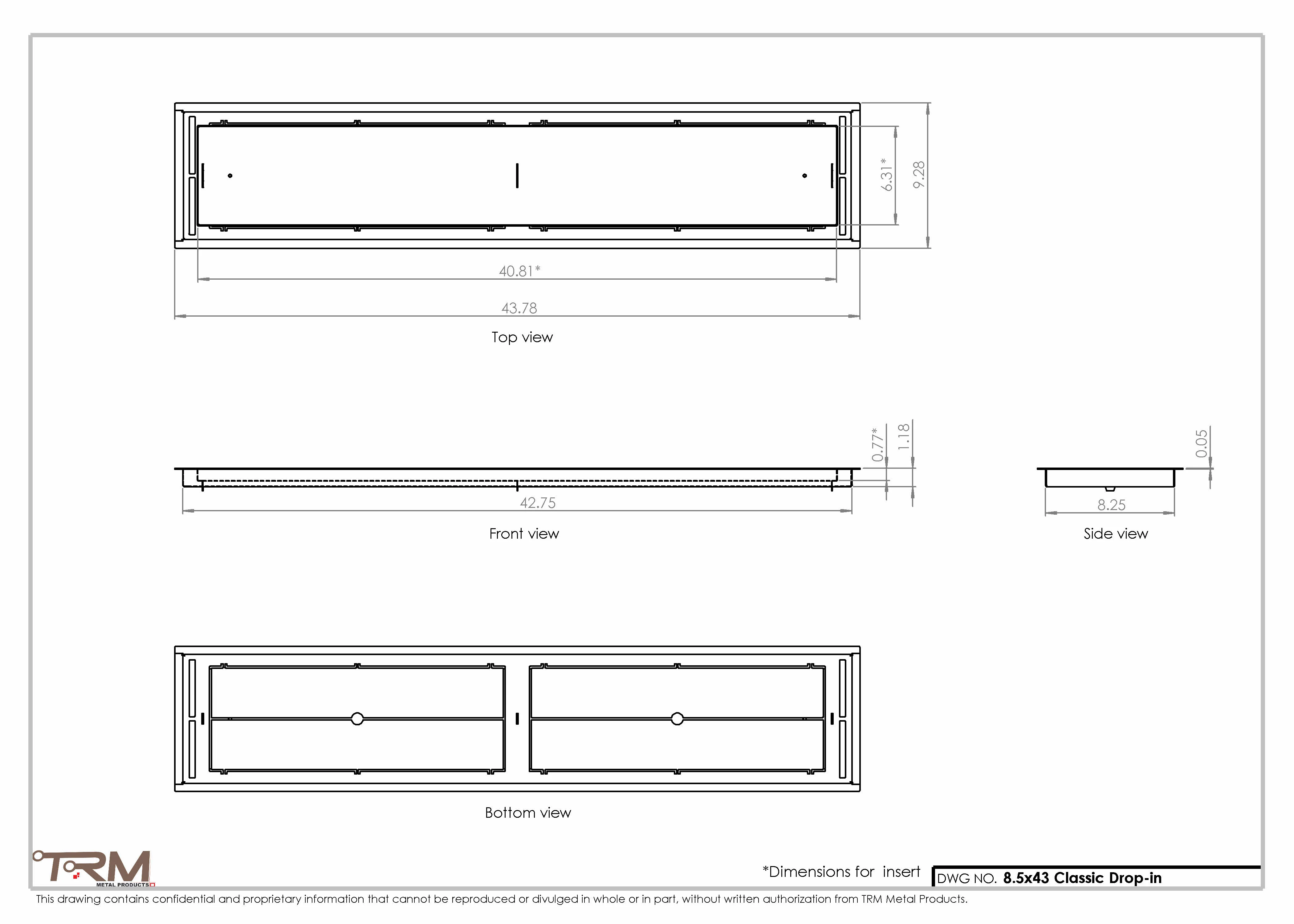 8.5x43 - Classic Drop-in Air Vent, Flush Floor-Matching, All Metal, Floor Vent Cover - TRM Metal  43x8.5 - Image 2