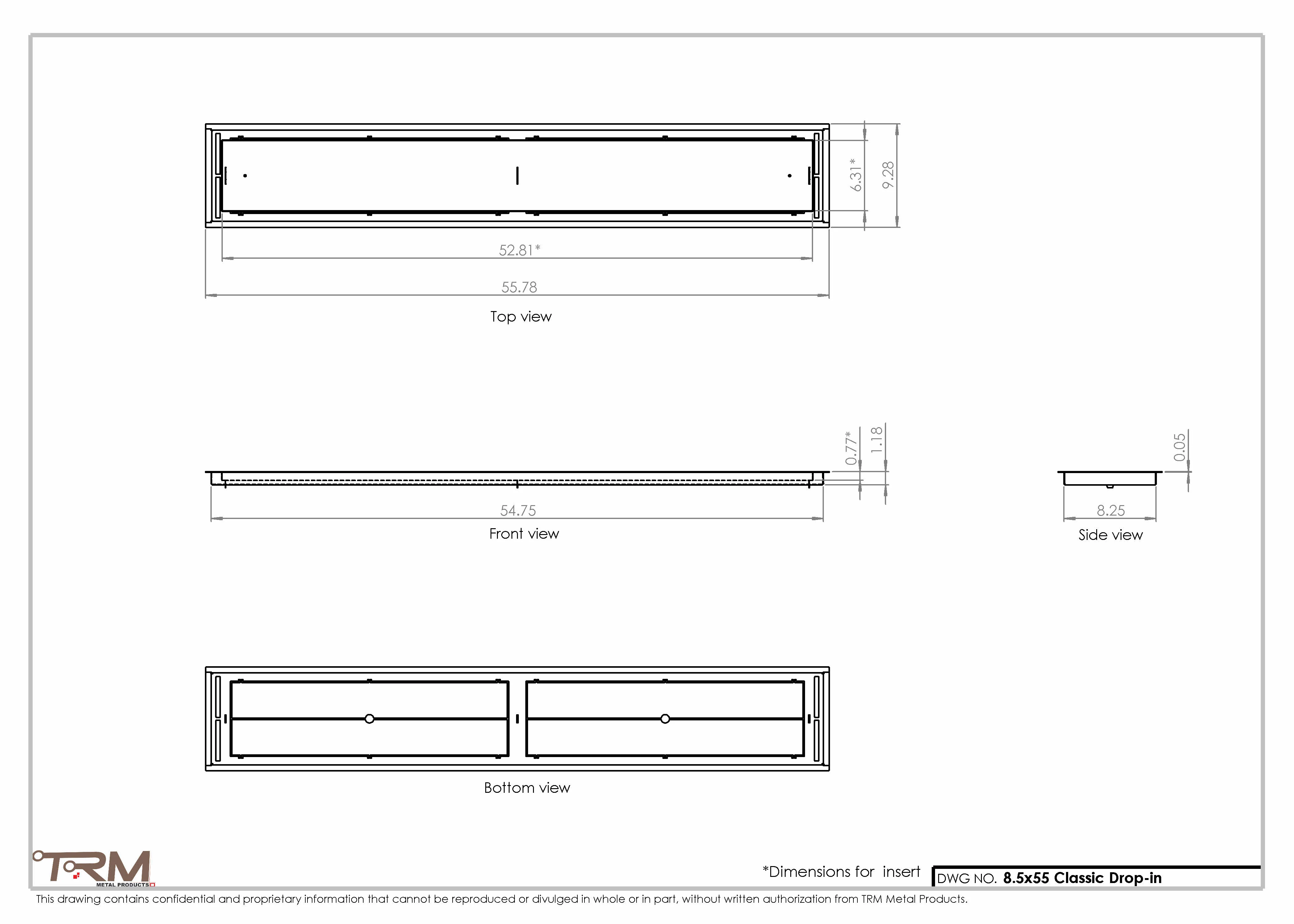 8.5x55 - Classic Drop-in Air Vent, Flush Floor-Matching, All Metal, Floor Vent Cover - TRM Metal  55x8.5 - Image 2