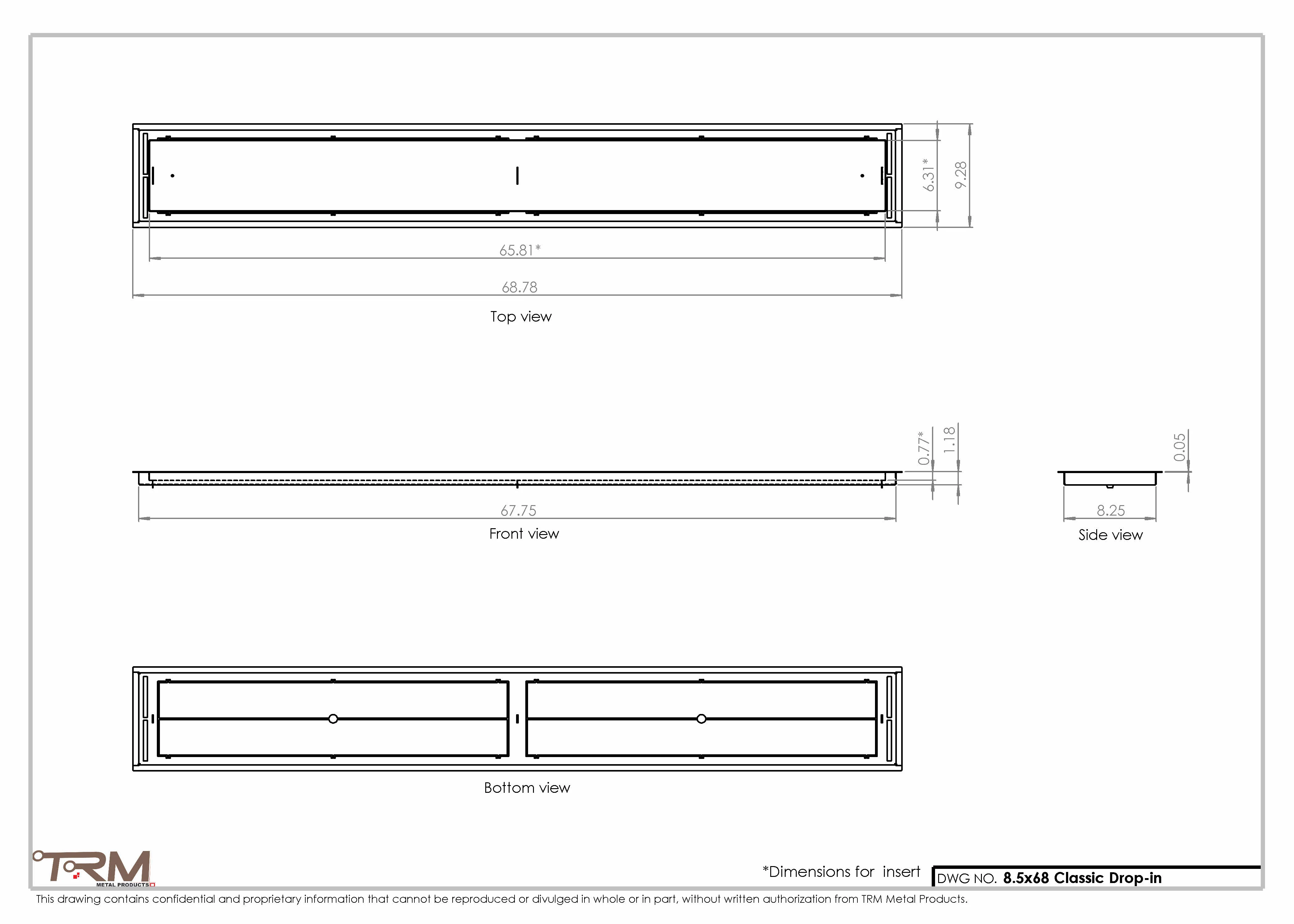 8.5x68 - Classic Drop-in Air Vent, Flush Floor-Matching, All Metal, Floor Vent Cover - TRM Metal  68x8.5 - Image 2