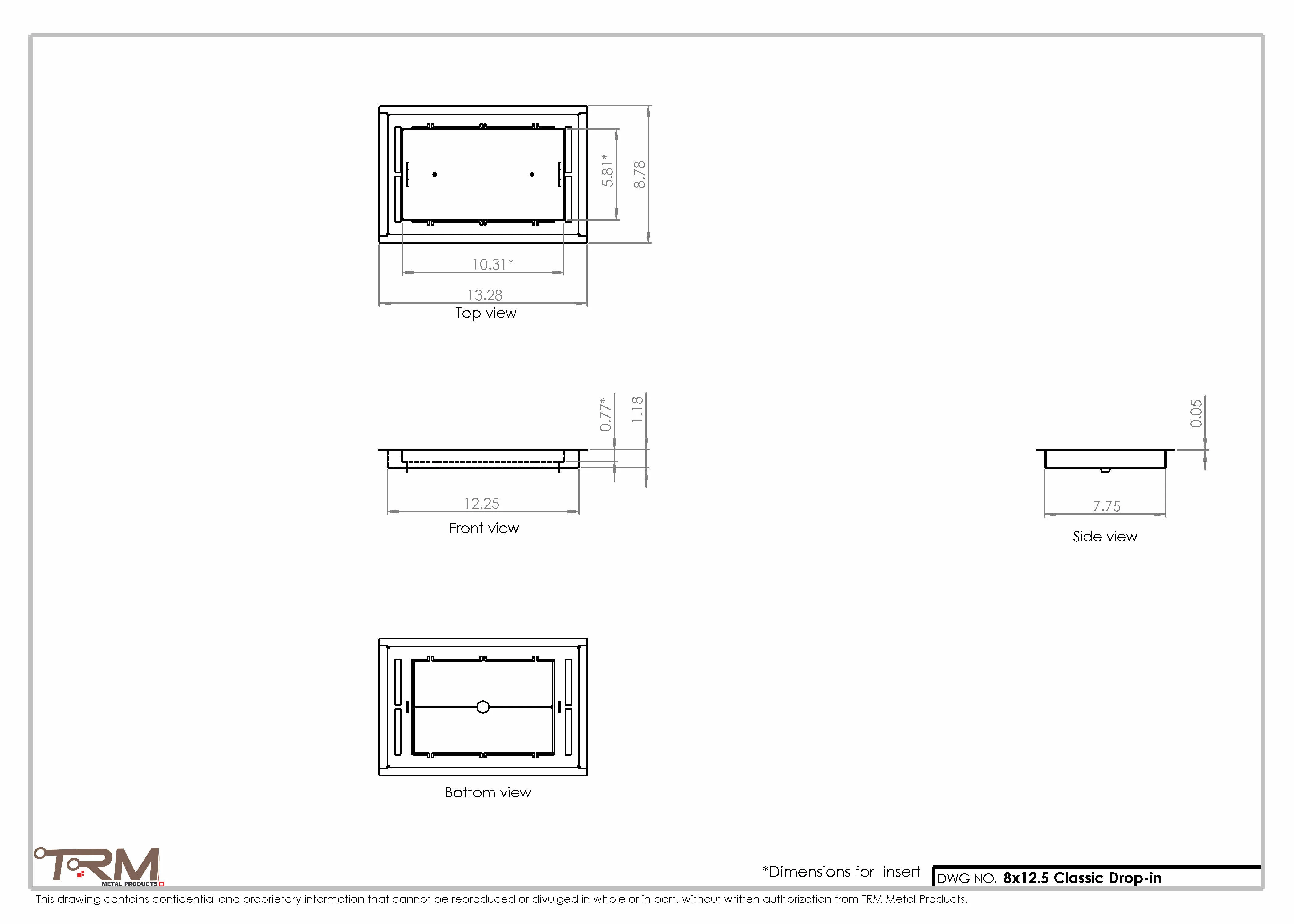 8x12.5 - Classic Drop-in Air Vent, Flush Floor-Matching, All Metal, Floor Vent Cover - TRM Metal 12.5x8 - Image 2