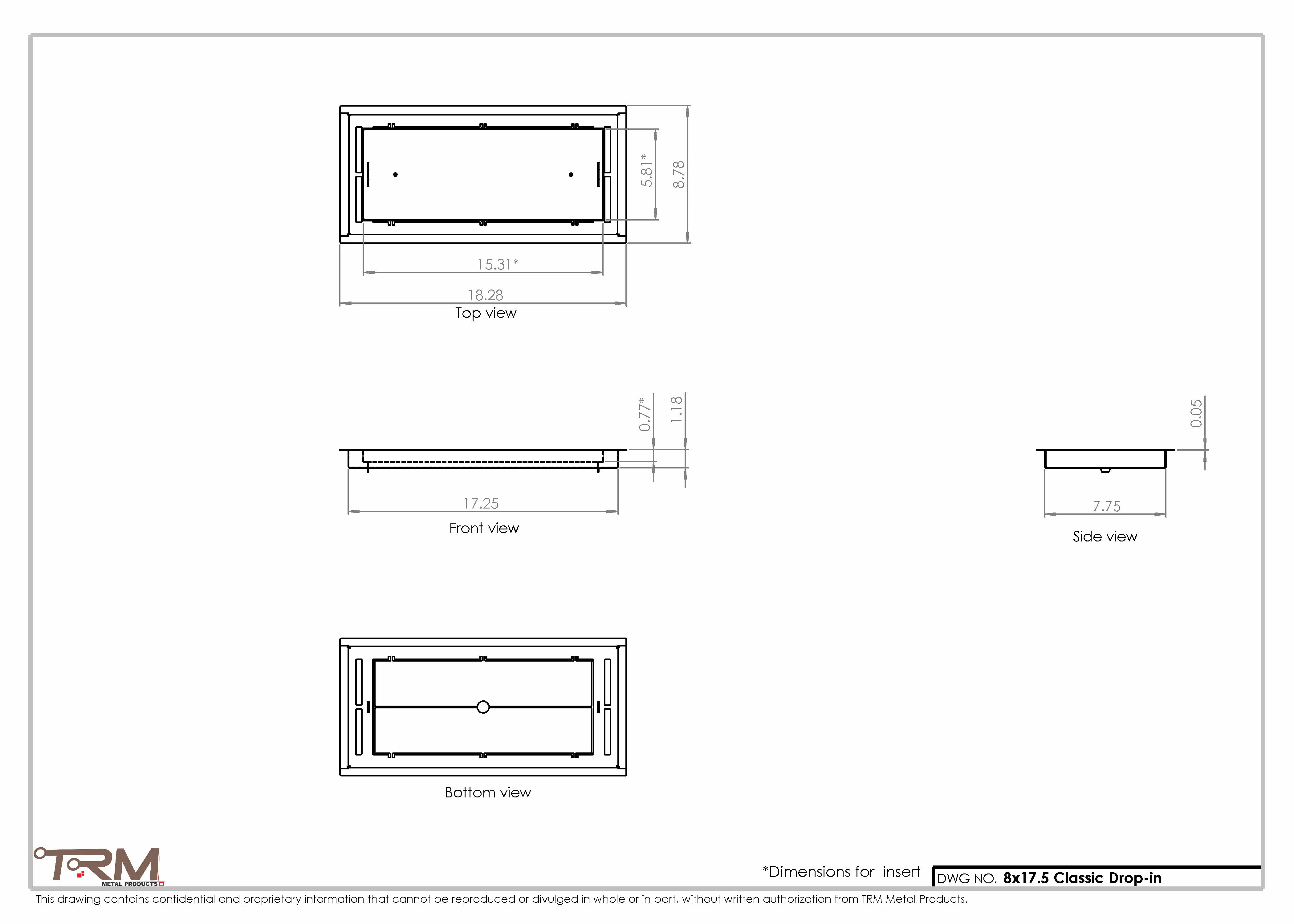 8x17.5 - Classic Drop-in Air Vent, Flush Floor-Matching, All Metal, Floor Vent Cover - TRM Metal 17.5x8 - Image 2