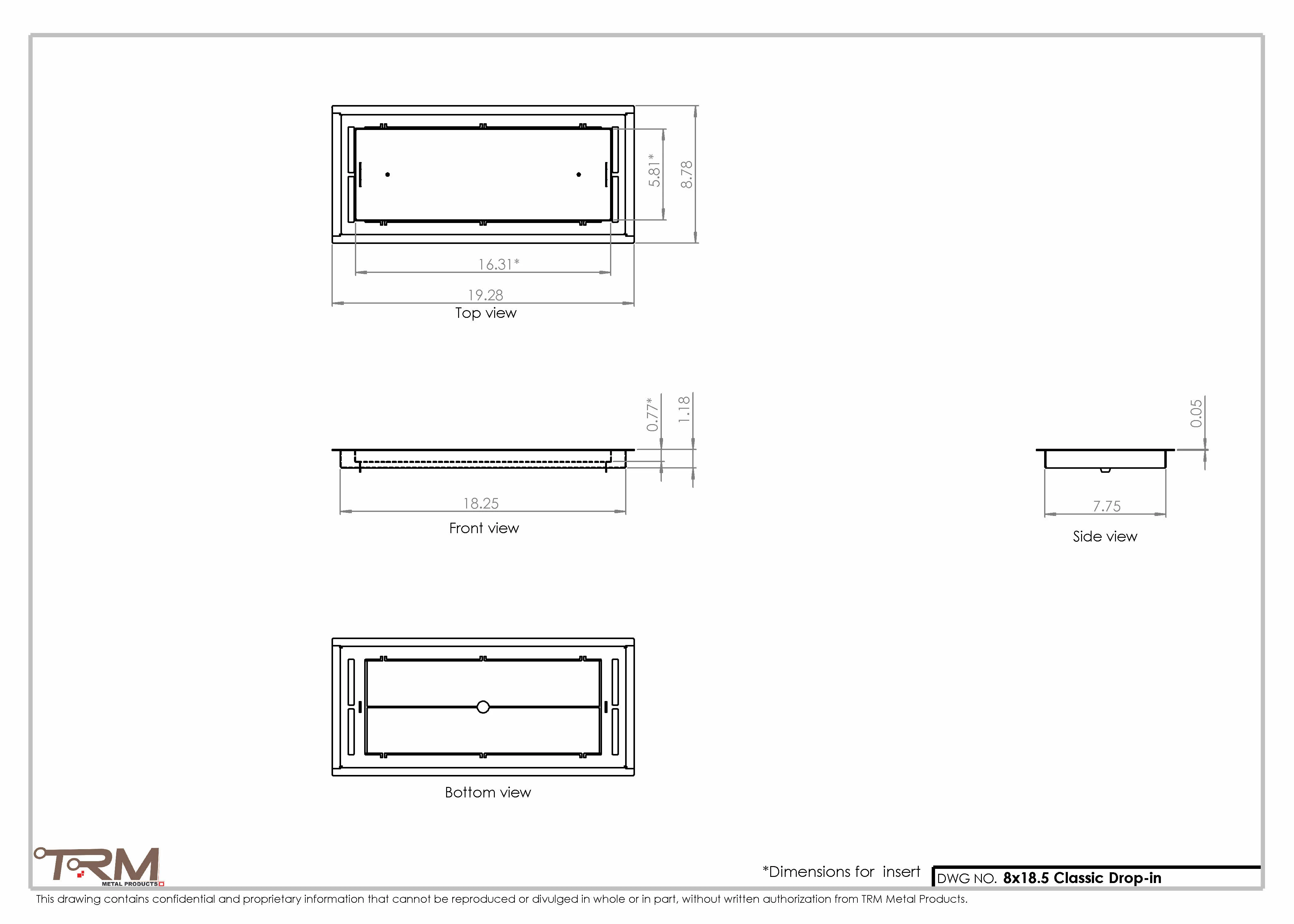 8x18.5 - Classic Drop-in Air Vent, Flush Floor-Matching, All Metal, Floor Vent Cover - TRM Metal 18.5x8 - Image 2