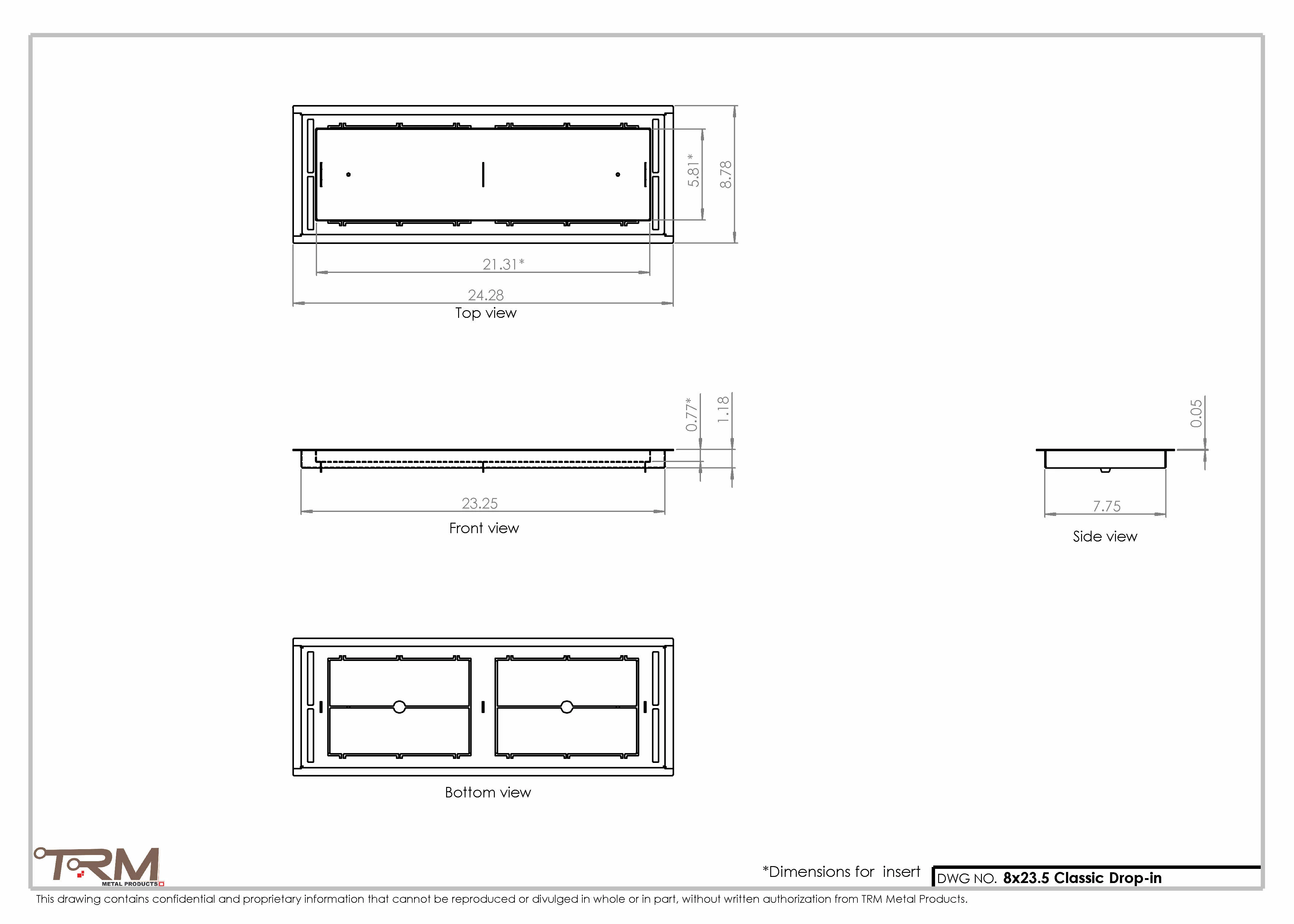 8x23.5 - Classic Drop-in Air Vent, Flush Floor-Matching, All Metal, Floor Vent Cover - TRM Metal 23.5x8 - Image 2