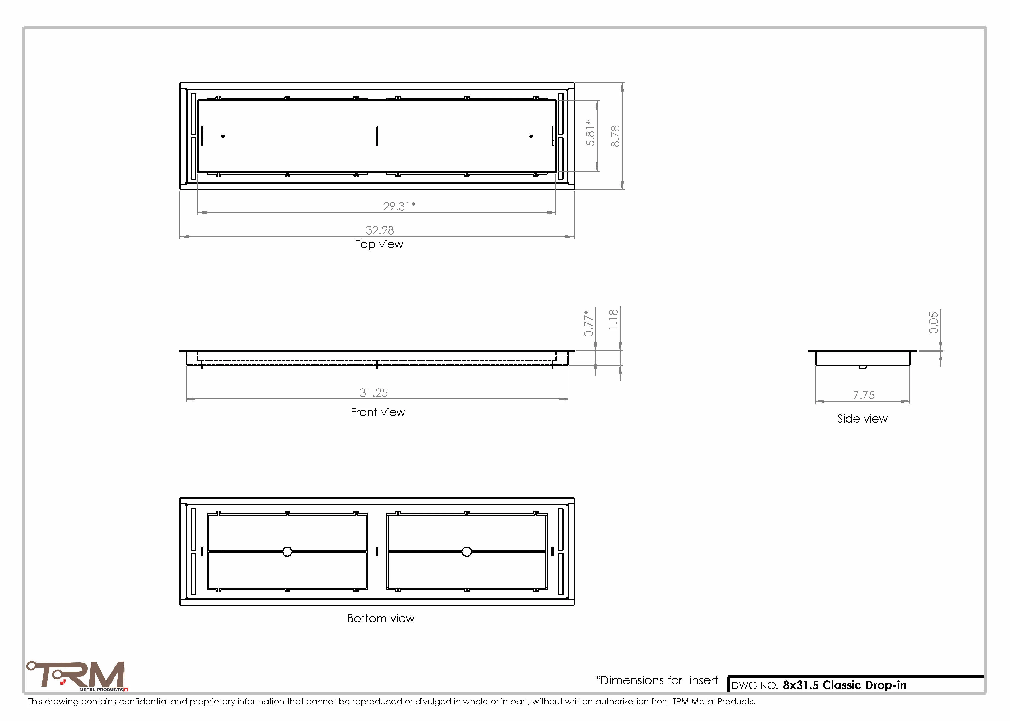 8x31.5 - Classic Drop-in Air Vent, Flush Floor-Matching, All Metal, Floor Vent Cover - TRM Metal 31.5x8 - Image 2