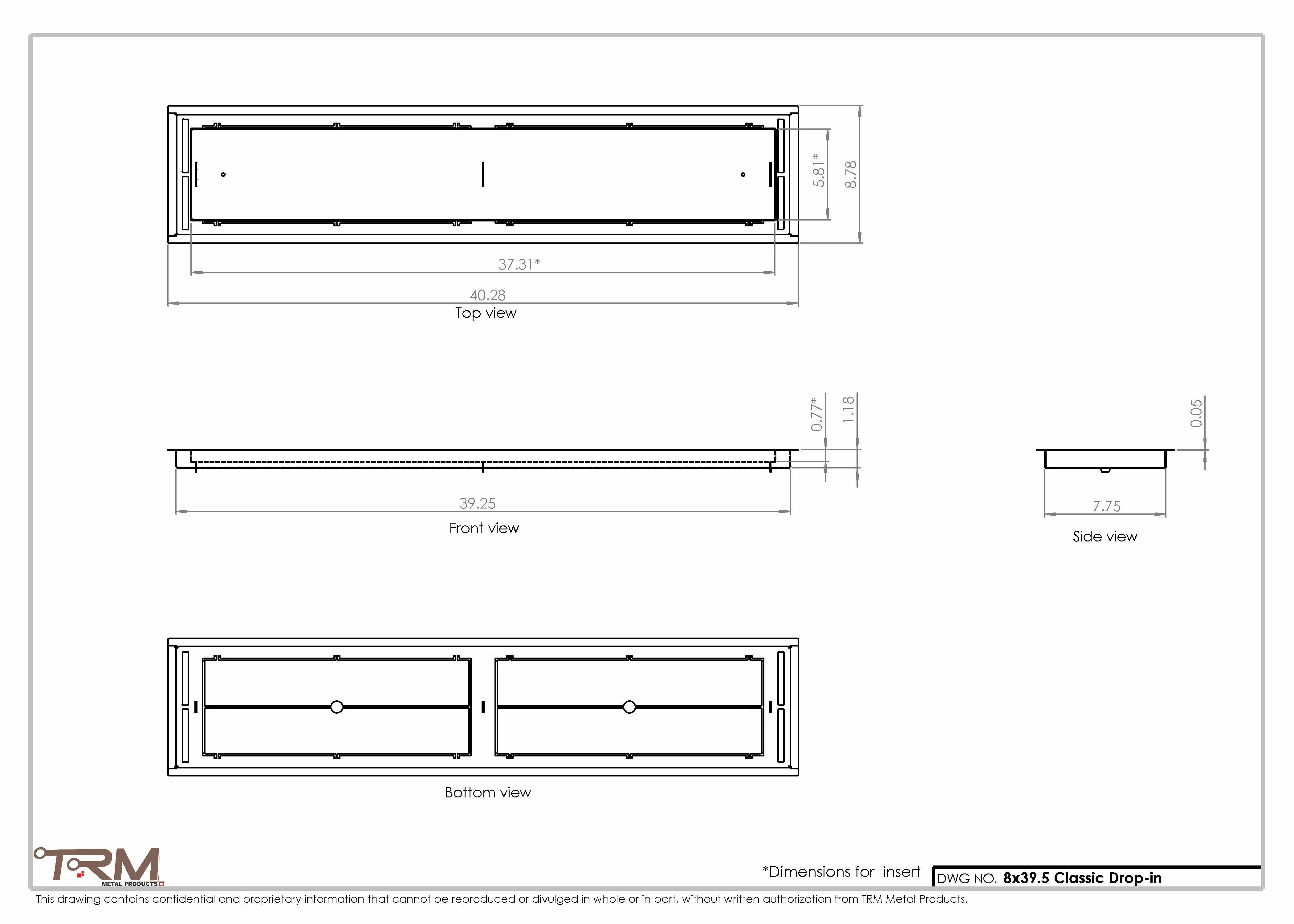 8x39.5 - Classic Drop-in Air Vent, Flush Floor-Matching, All Metal, Floor Vent Cover - TRM Metal 39.5x8 - Image 2