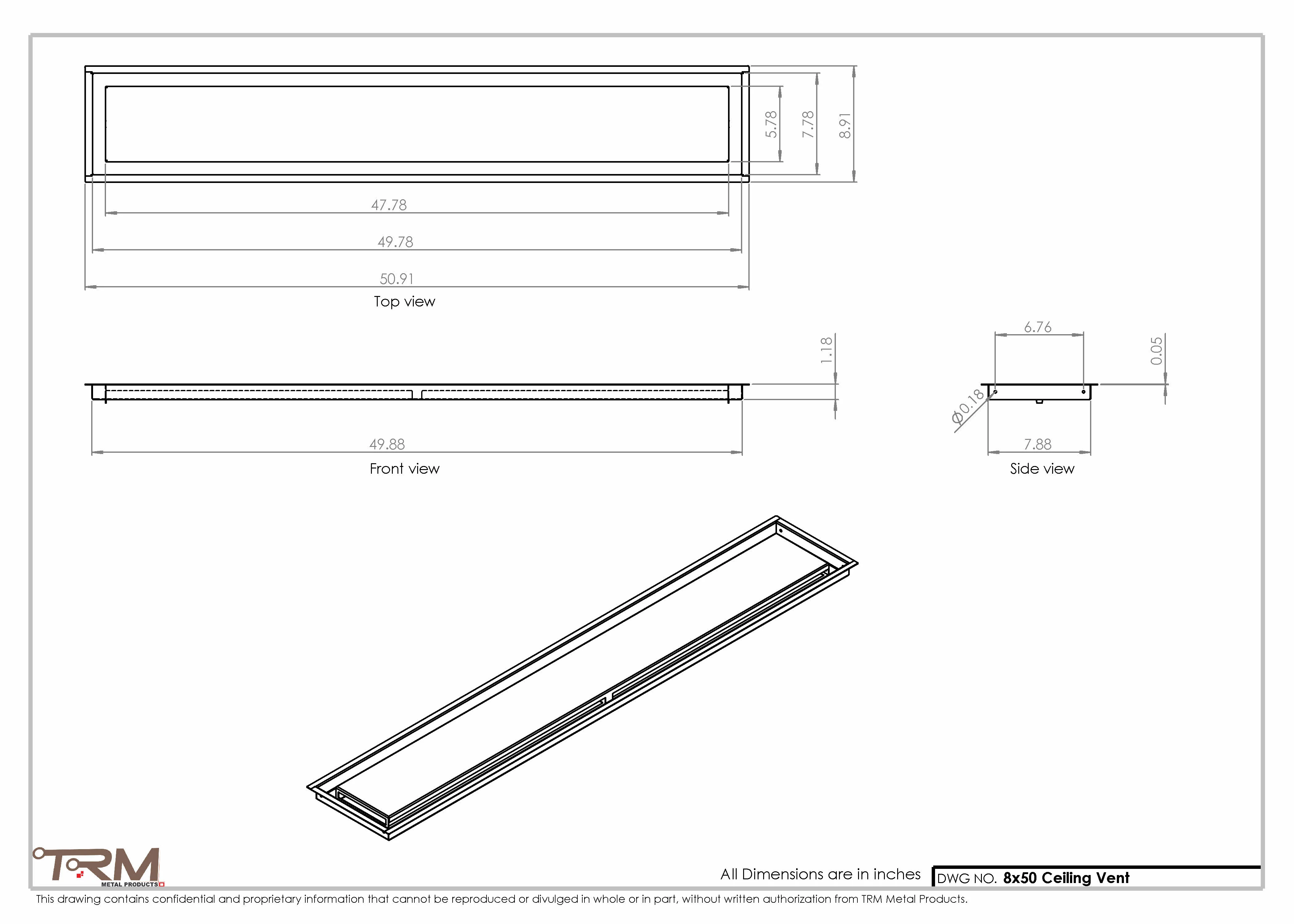 8x50-Modern-Ceiling-Vent Cover-TRM Metal- 50x8 - Image 2