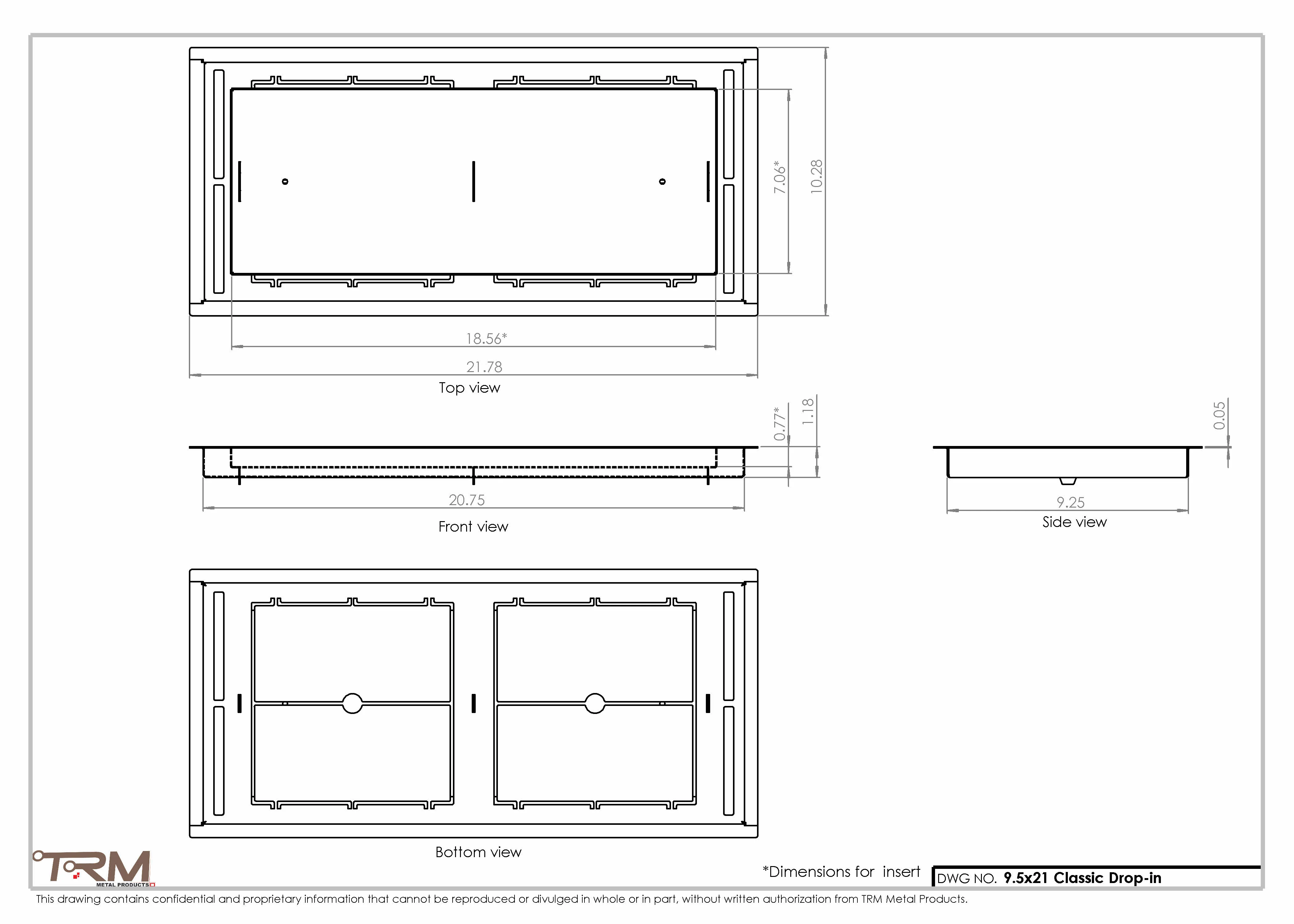 9.5x21 - Classic Drop-in Air Vent, Flush Floor-Matching, All Metal, Floor Vent Cover - TRM Metal  21x9.5 - Image 2