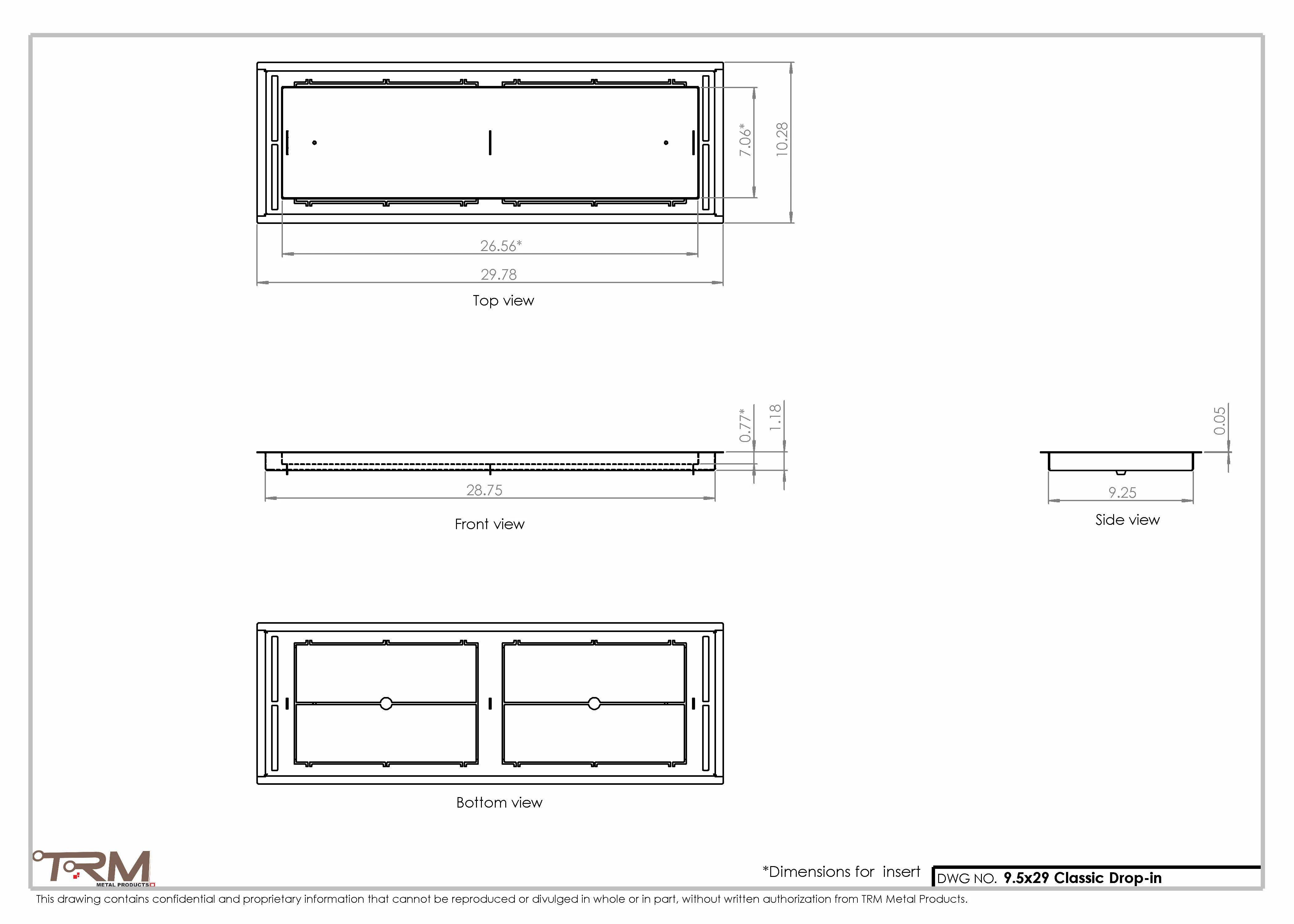 9.5x29 - Classic Drop-in Air Vent, Flush Floor-Matching, All Metal, Floor Vent Cover - TRM Metal  29x9.5 - Image 2