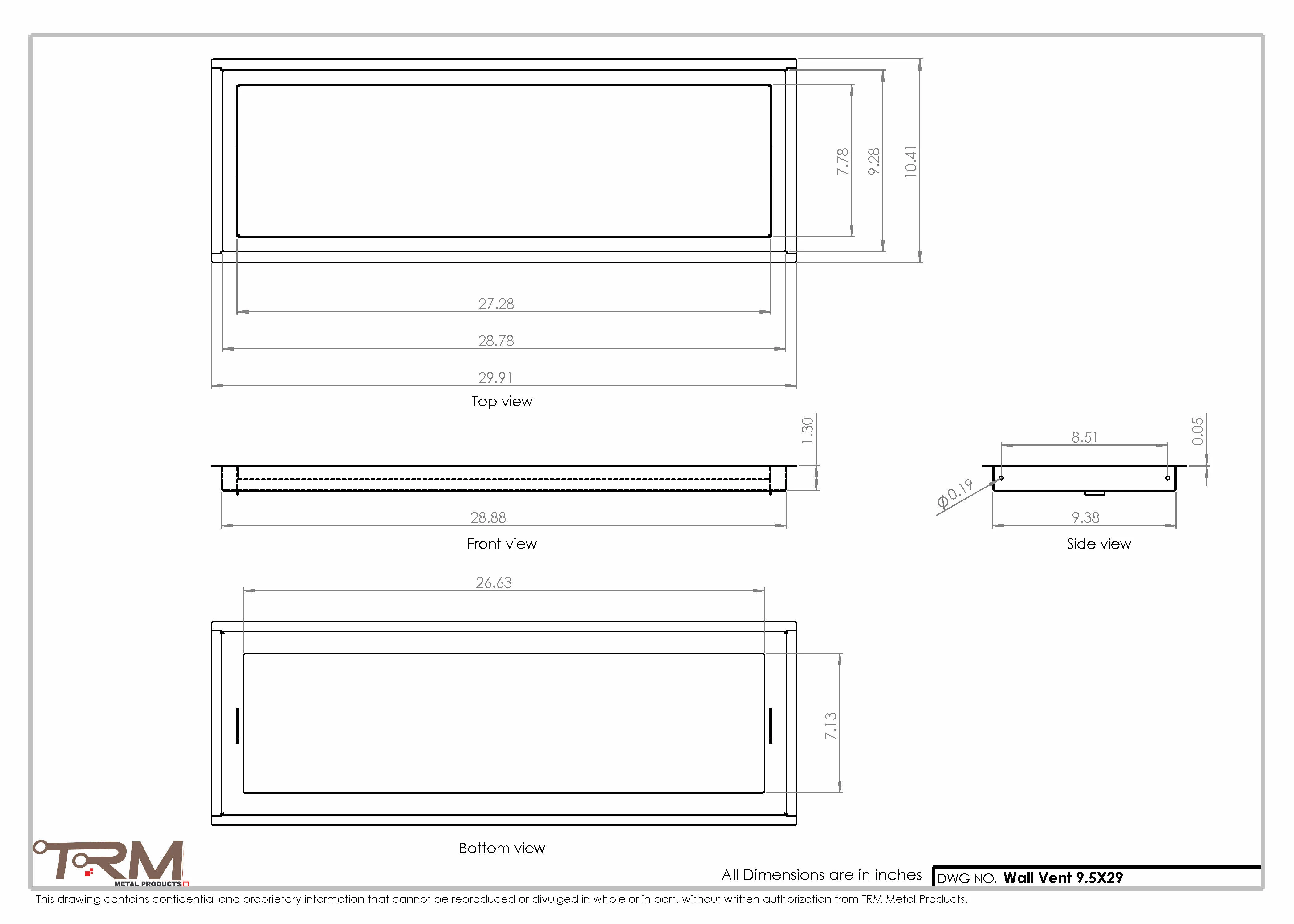 9.5x29 - Wall Vent - Modern Vent Cover -  Return Air Vent - TRM Metal  29x9.5 - Image 2