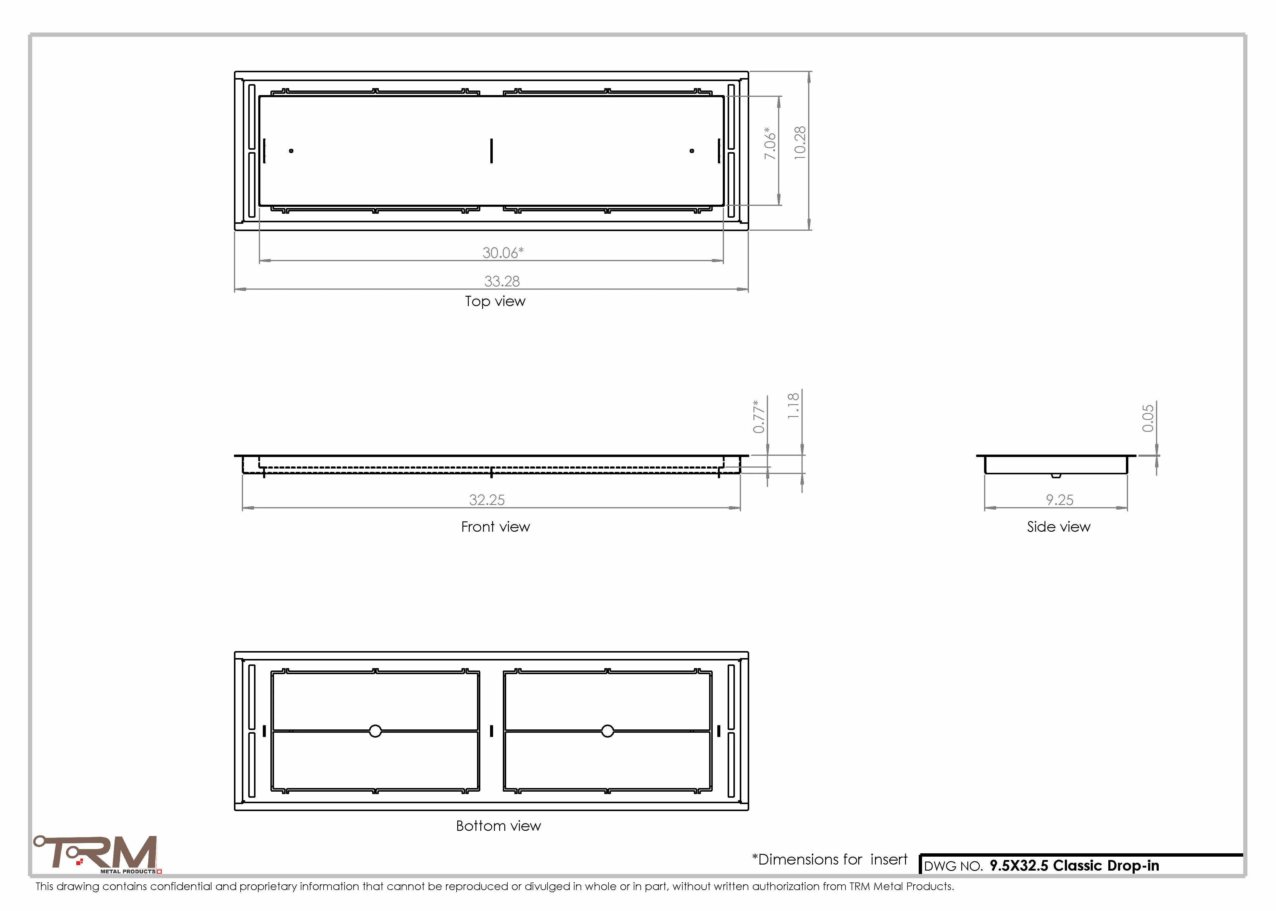 9.5x32.5 - Classic Drop-in Air Vent, Flush Floor-Matching, All Metal, Floor Vent Cover - TRM Metal  32.5x9.5 - Image 2