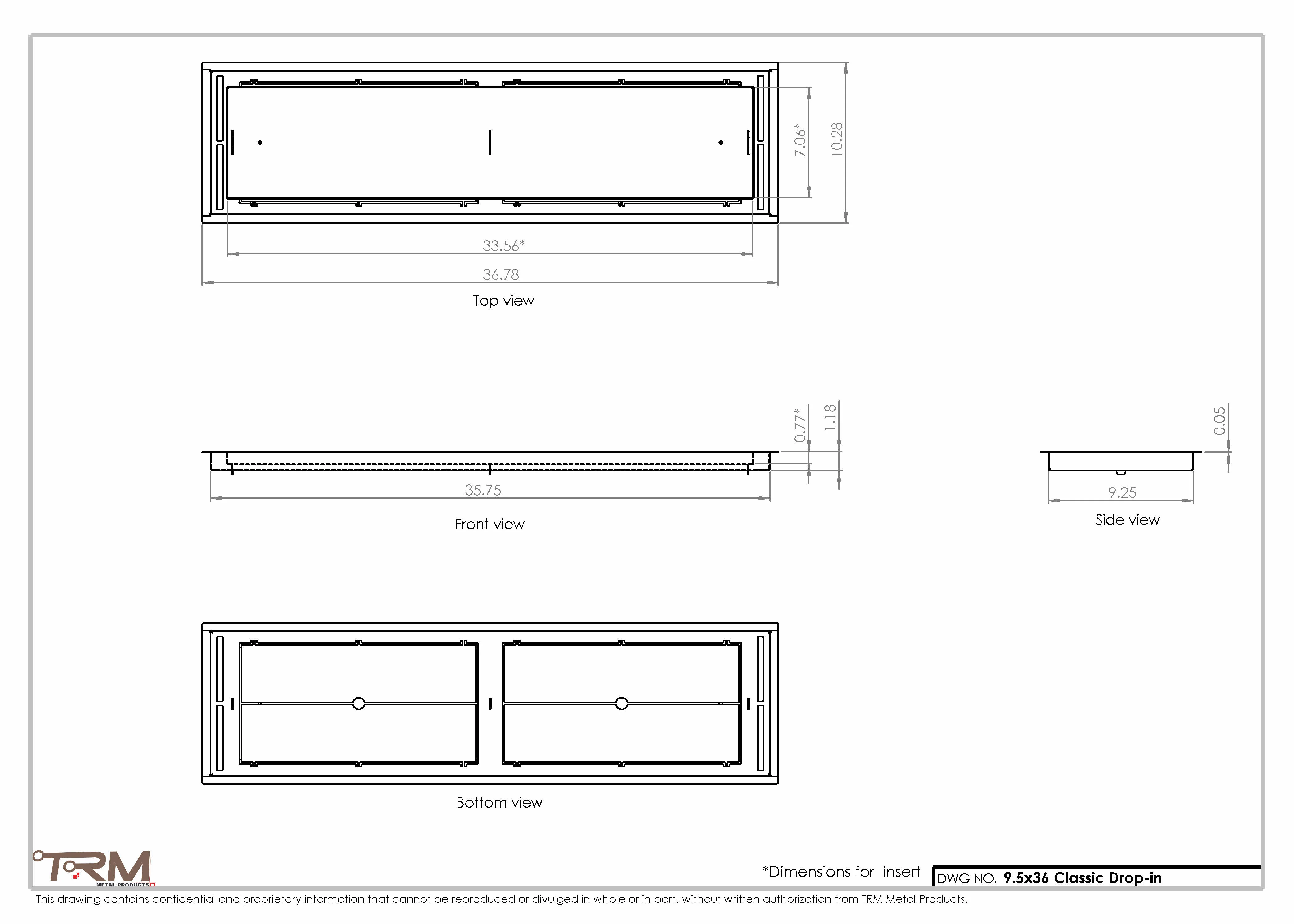 9.5x36 - Classic Drop-in Air Vent, Flush Floor-Matching, All Metal, Floor Vent Cover - TRM Metal  36x9.5 - Image 2