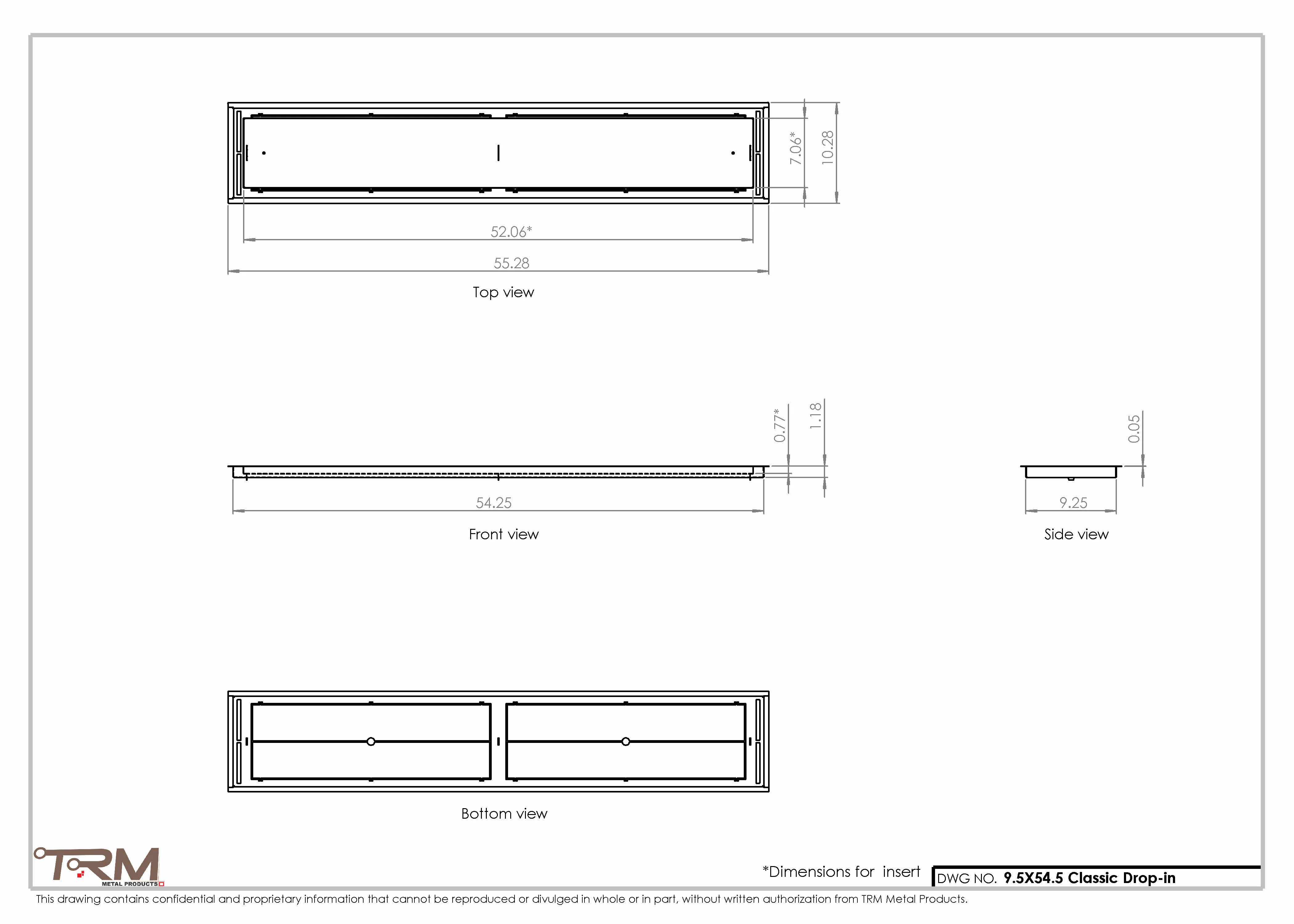 9.5x54.5 - Classic Drop-in Air Vent, Flush Floor-Matching, All Metal, Floor Vent Cover - TRM Metal 54.5x9.5 - Image 2