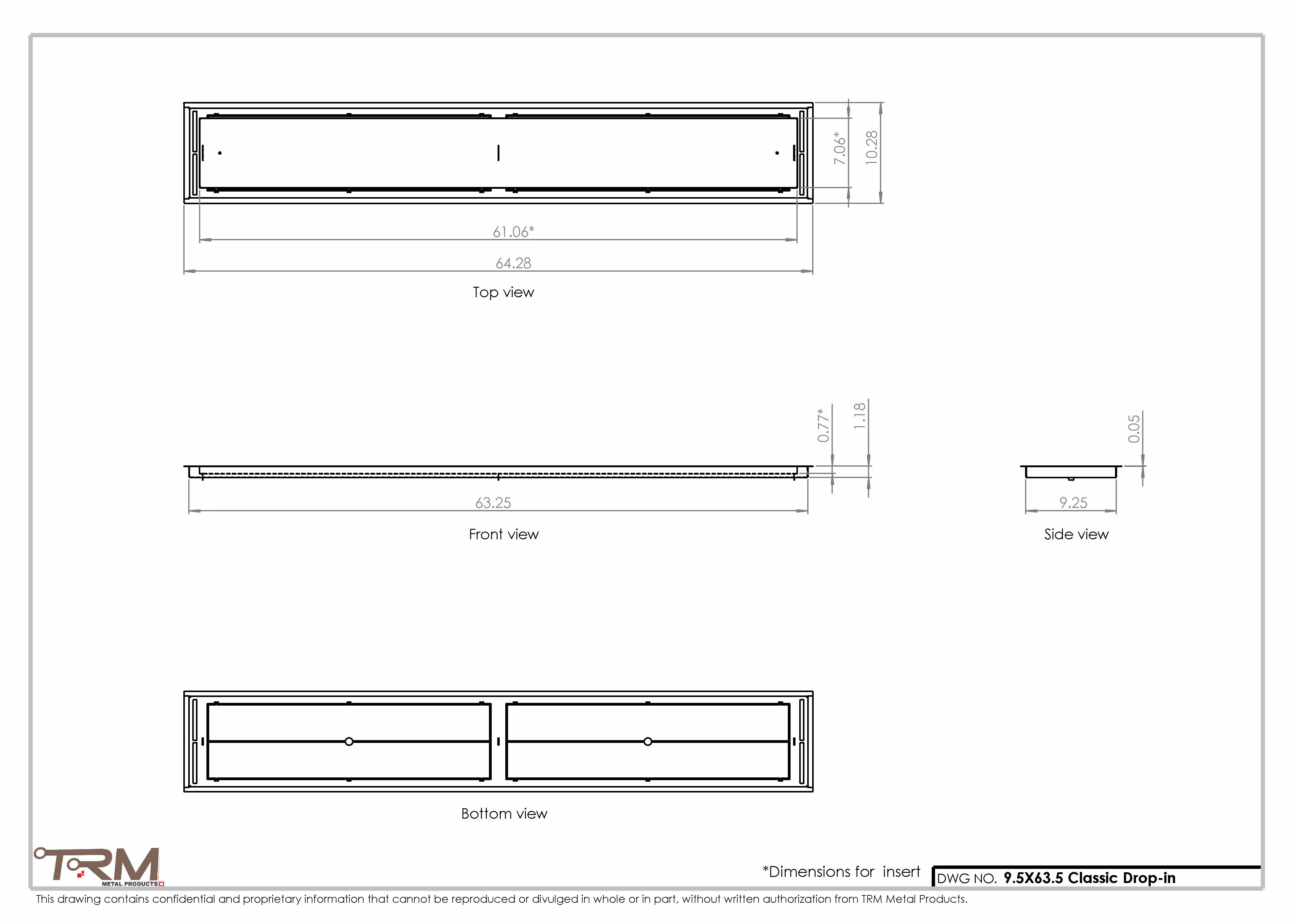 9.5x63.5 - Classic Drop-in Air Vent, Flush Floor-Matching, All Metal, Floor Vent Cover - TRM Metal 63.5x9.5 - Image 2