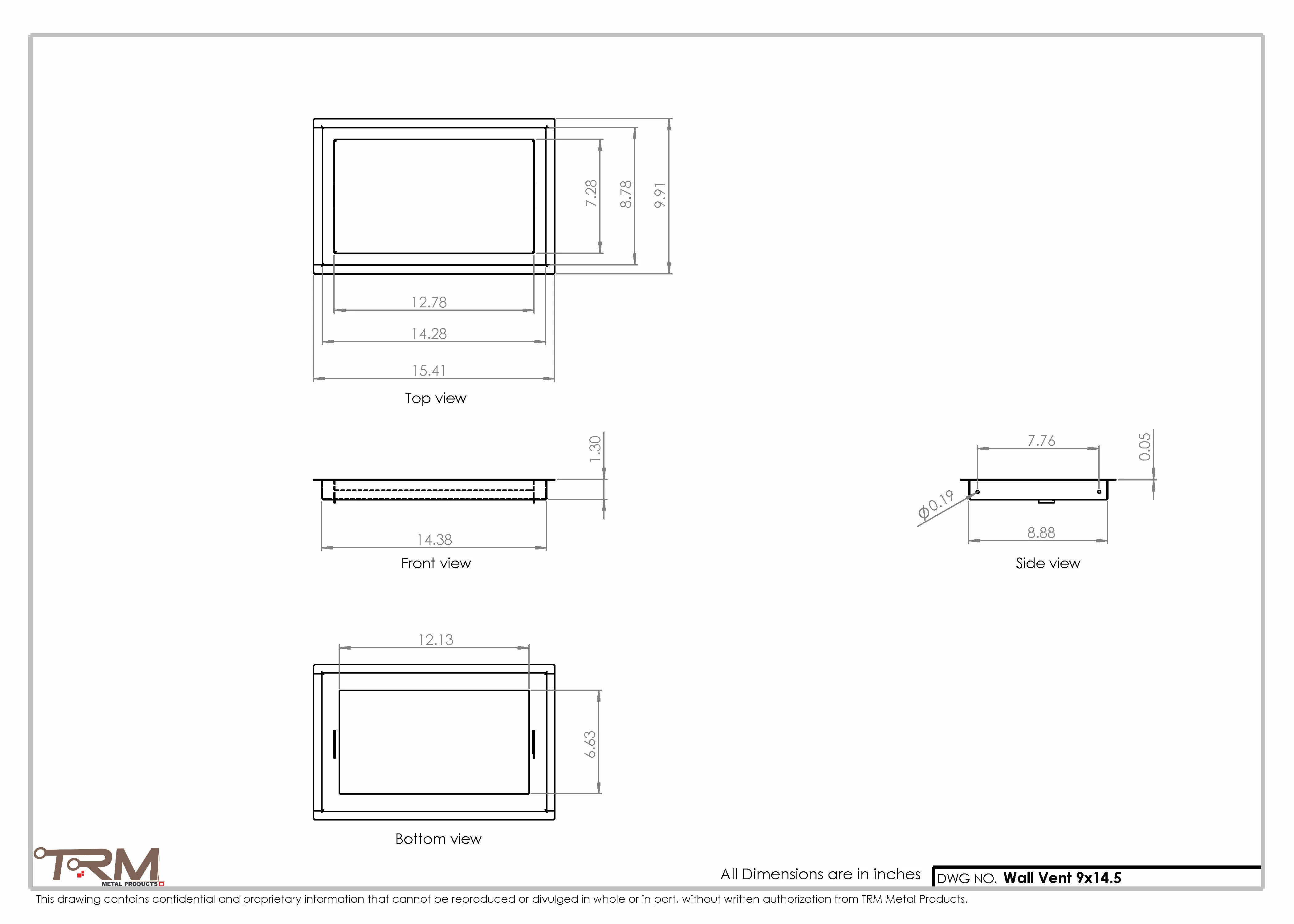 9x14.5 - Wall Vent - Modern Vent Cover -  Return Air Vent - TRM Metal  14.5x9 - Image 2