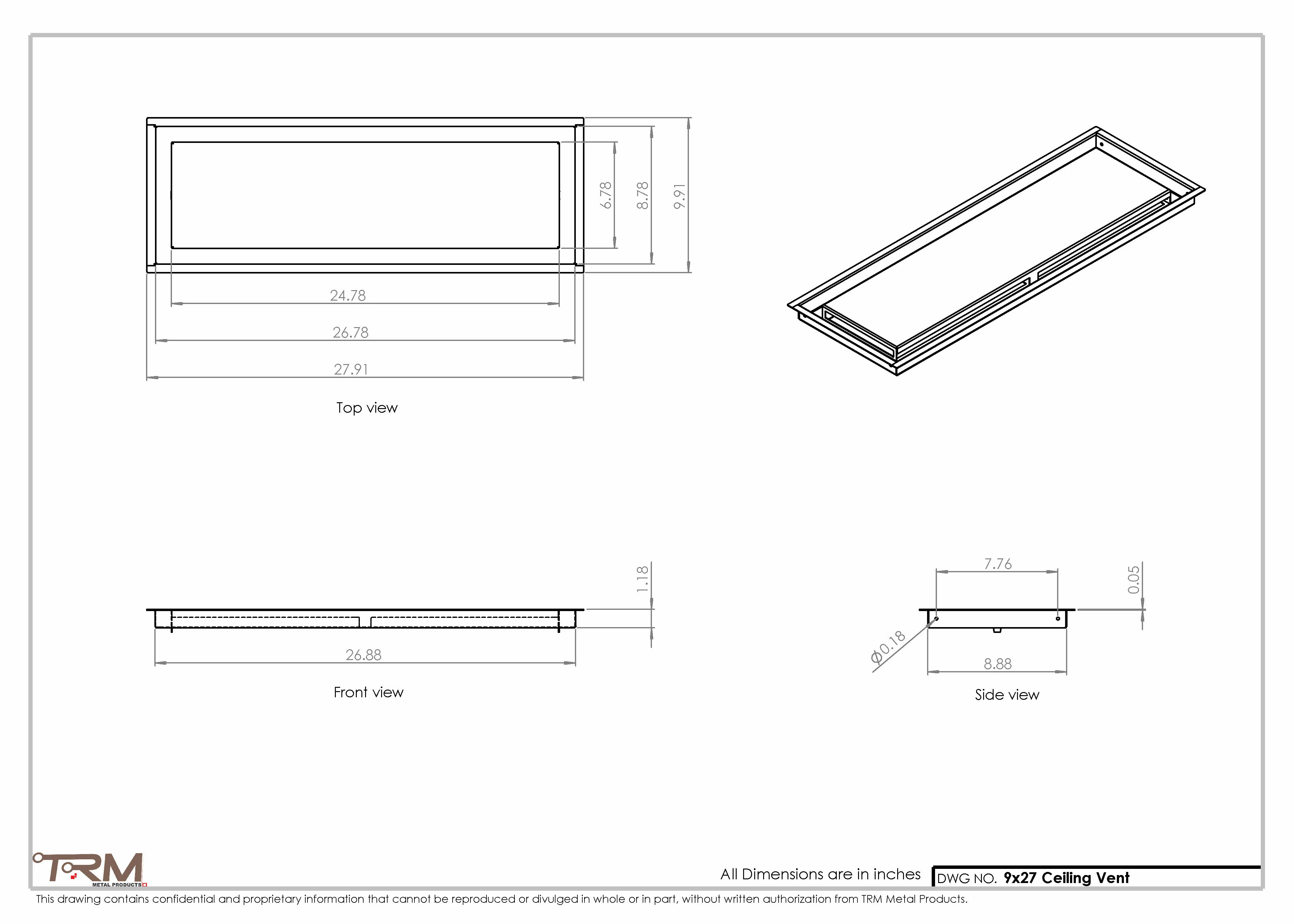 9x27-Modern-Ceiling-Vent Cover-TRM Metal- 27x9 - Image 2