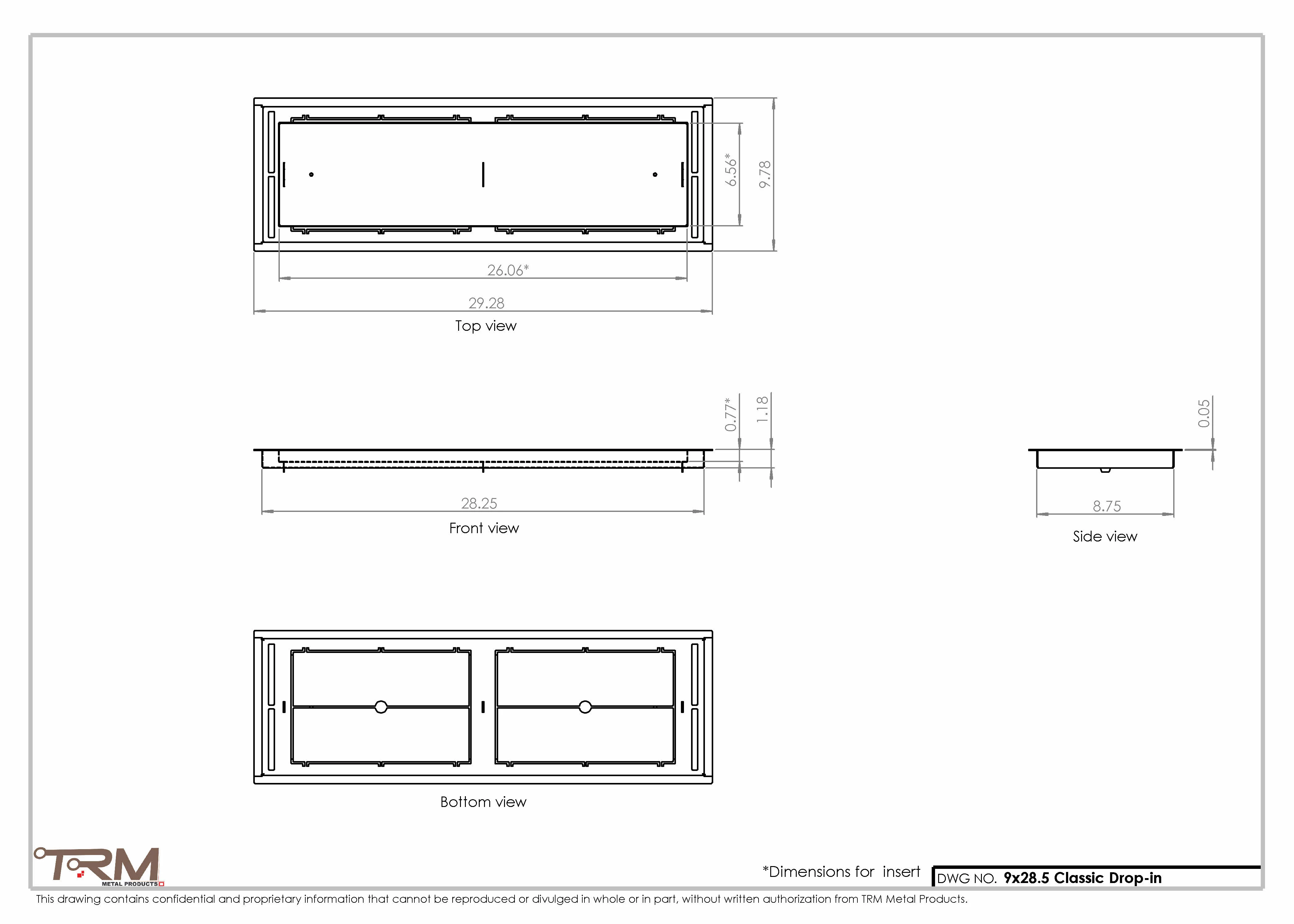 9x28.5 - Classic Drop-in Air Vent, Flush Floor-Matching, All Metal, Floor Vent Cover - TRM Metal  28.5x9 - Image 2